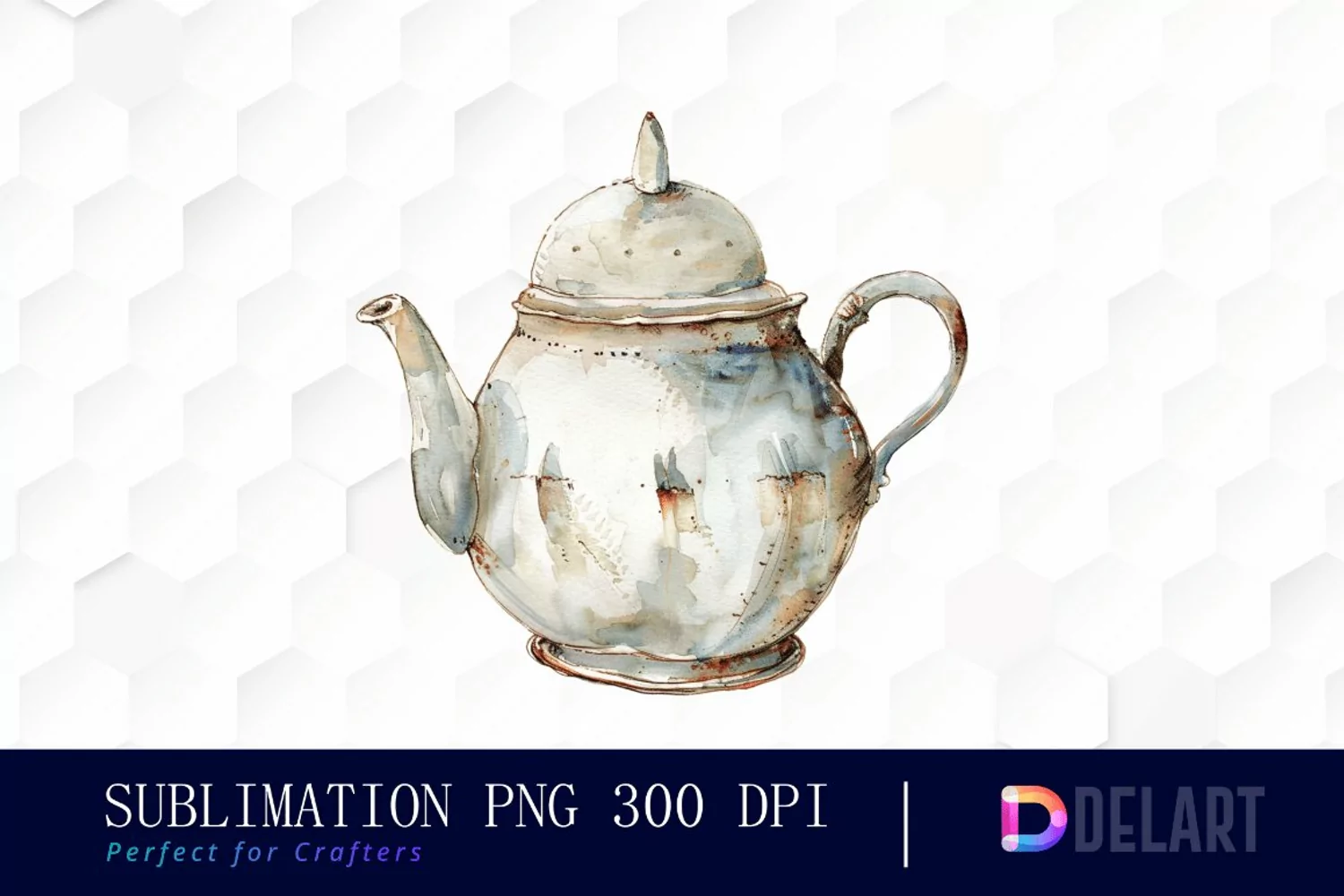 Vintage Teapot Watercolor Clipart product image 1