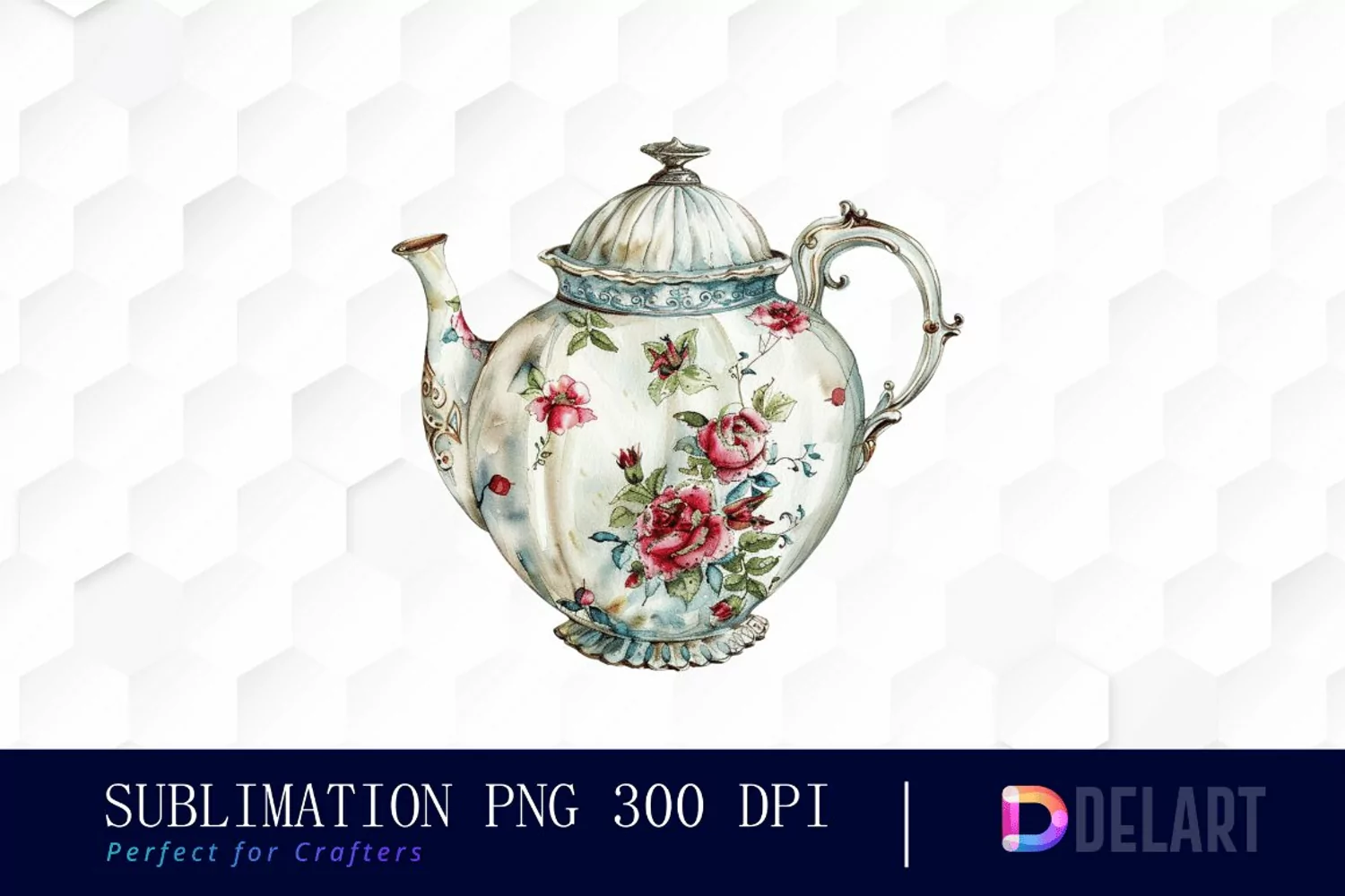 Vintage Teapot Sublimation PNG Clipart product image 1