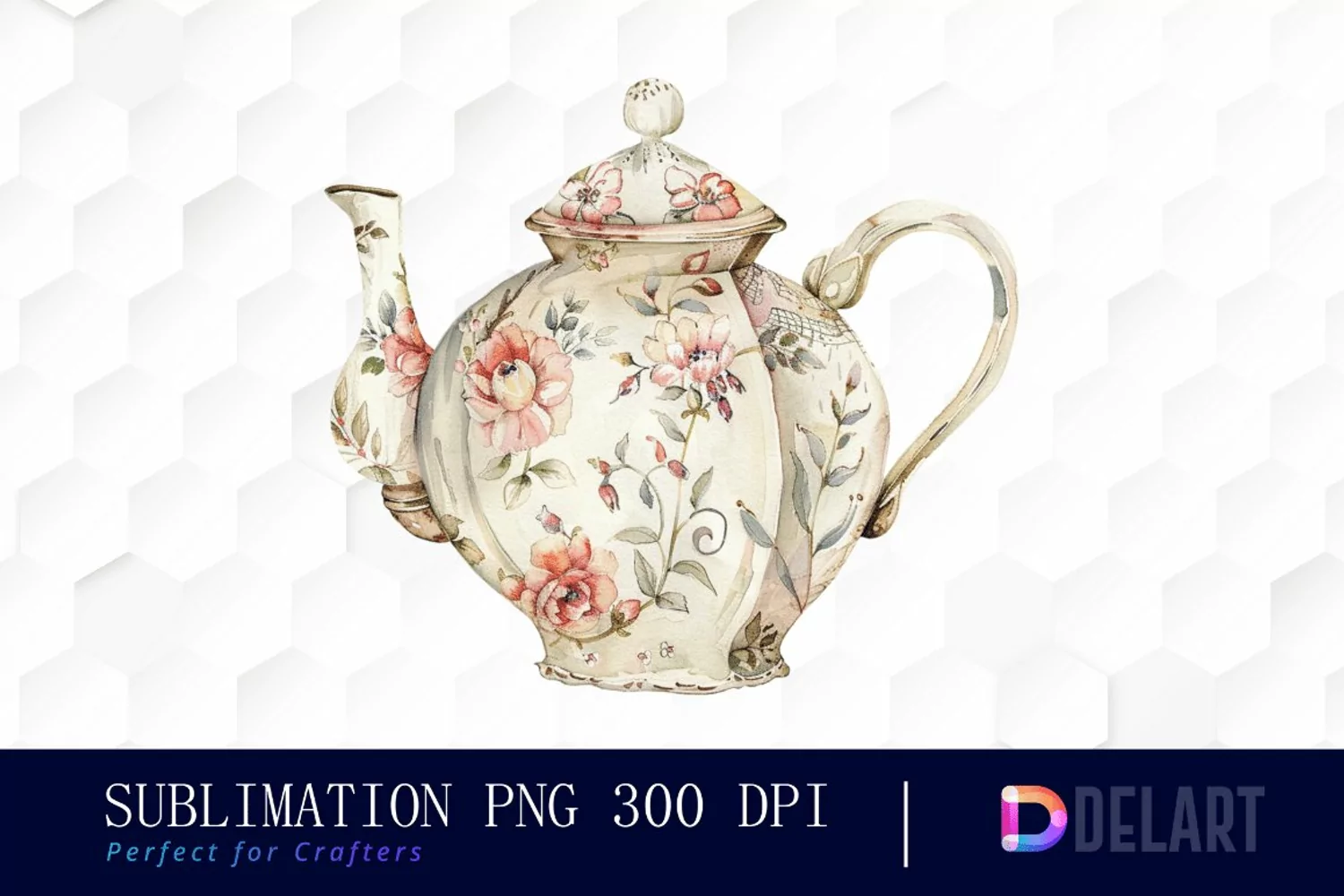 Vintage Teapot Watercolor Clipart product image 1