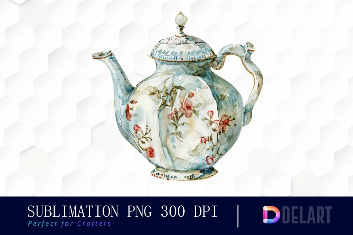 Vintage Teapot Sublimation PNG Clipart product image 1