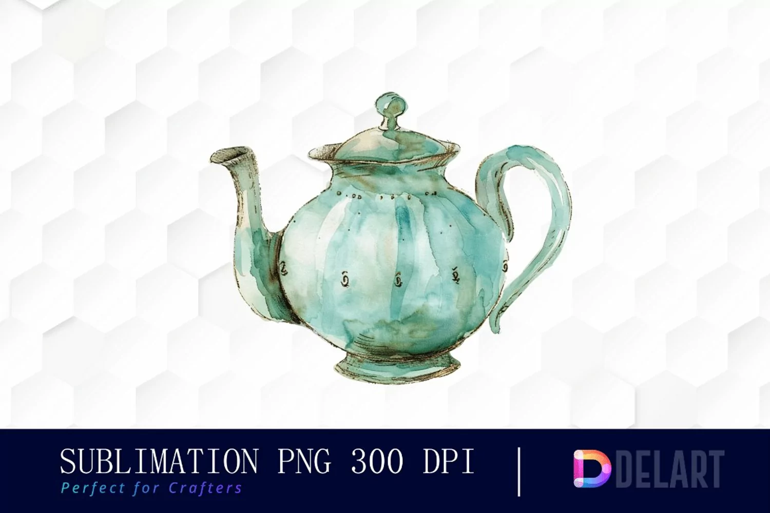 Vintage Teapot Watercolor Clipart product image 1