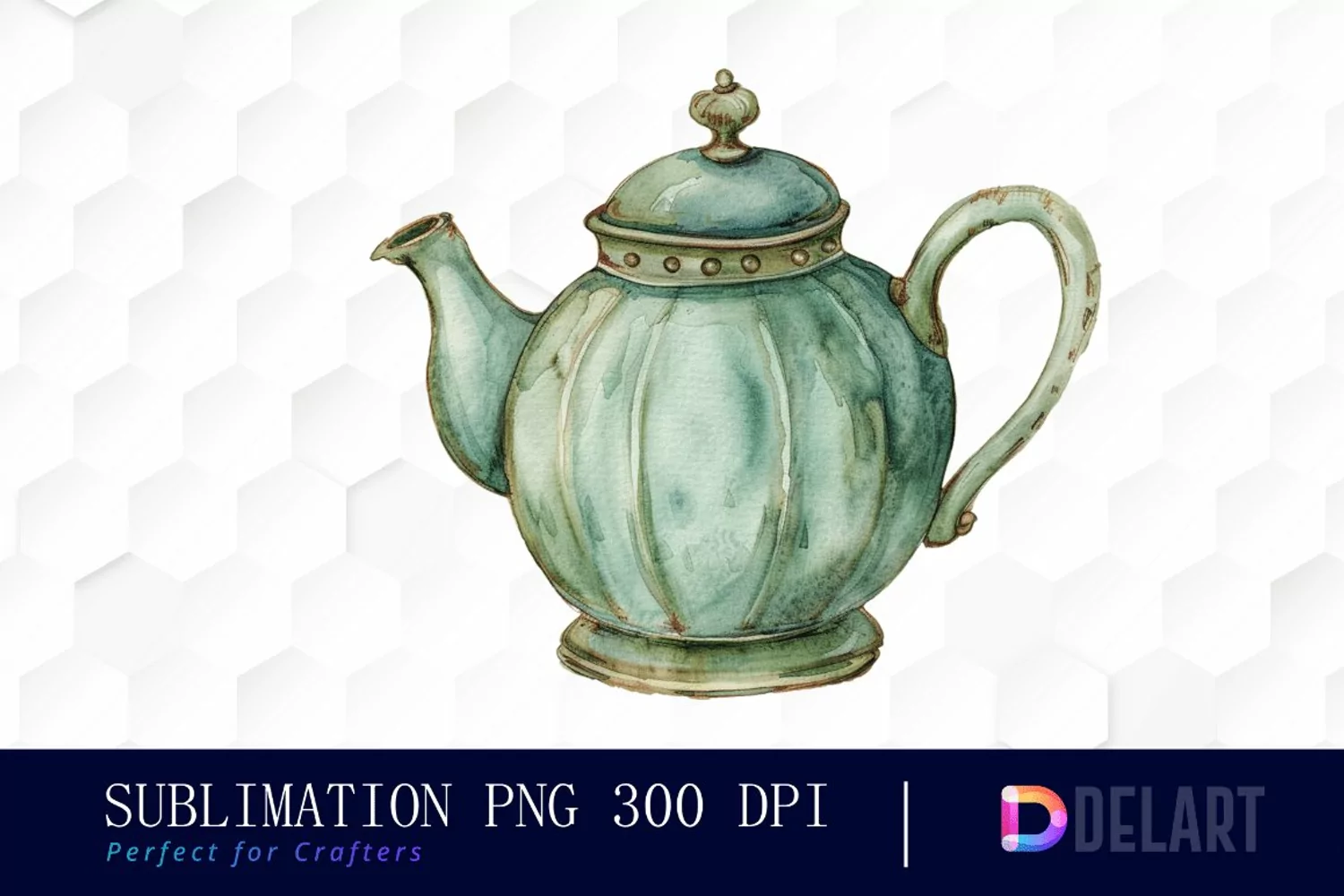 Vintage Teapot Sublimation PNG Clipart product image 1