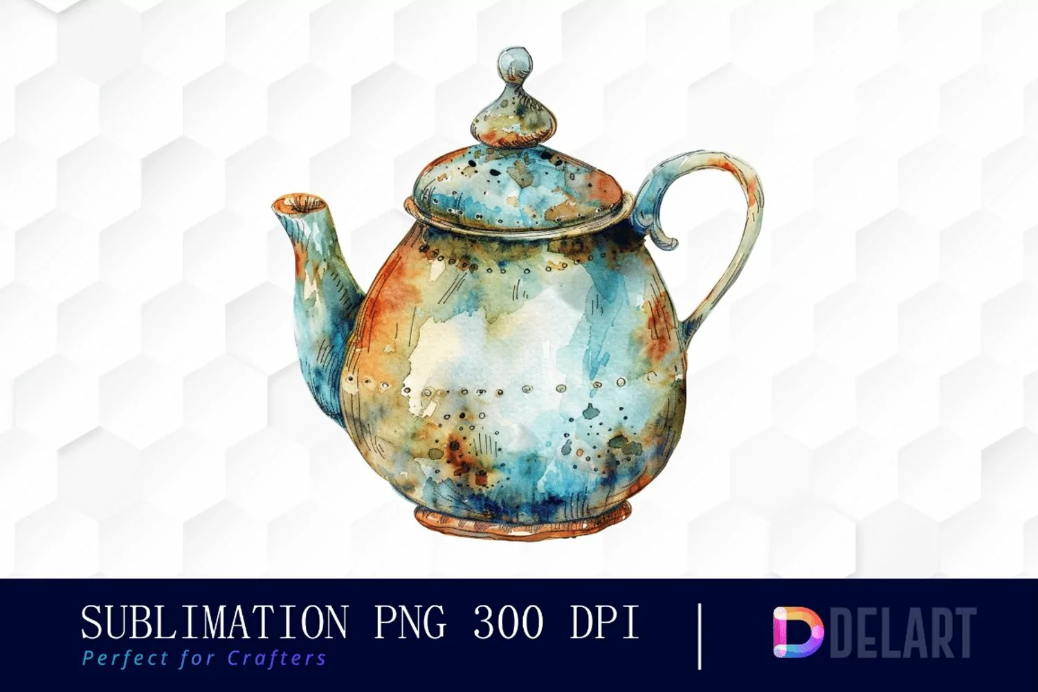 Vintage Teapot Watercolor Clipart product image 1