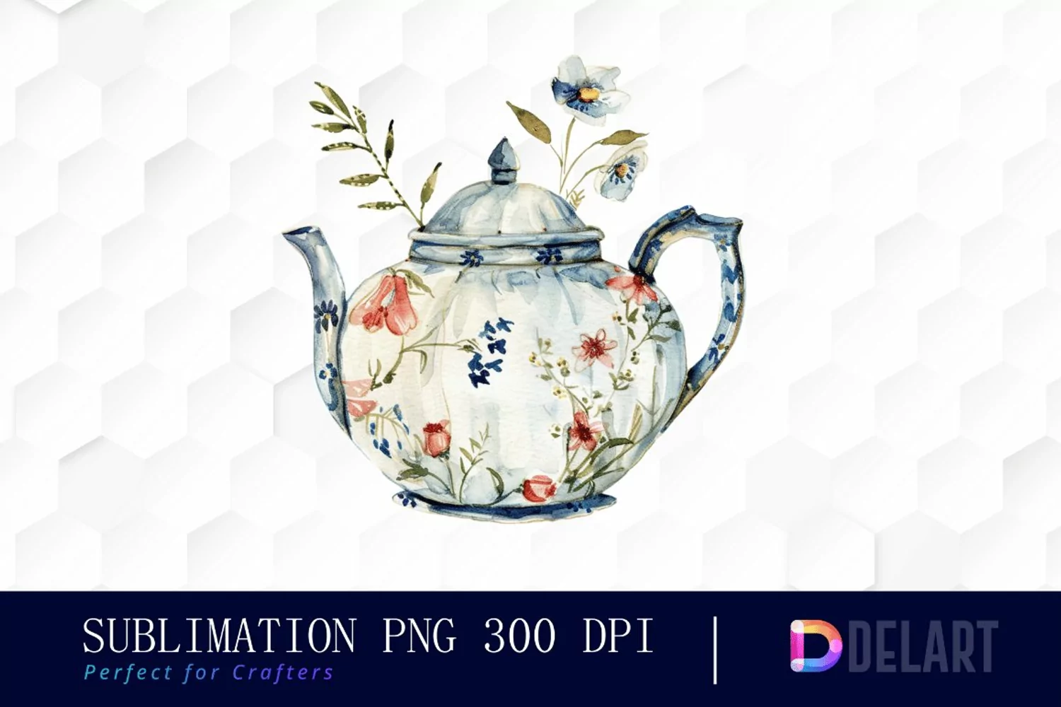 Vintage Teapot Watercolor Clipart product image 1