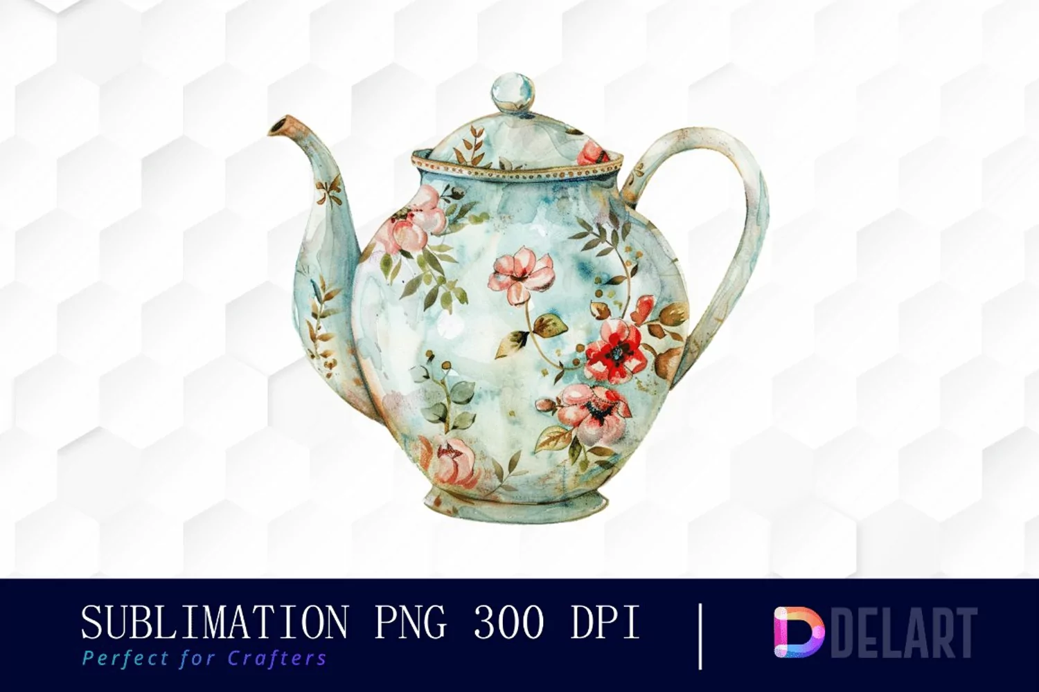 Vintage Teapot Watercolor Clipart product image 1