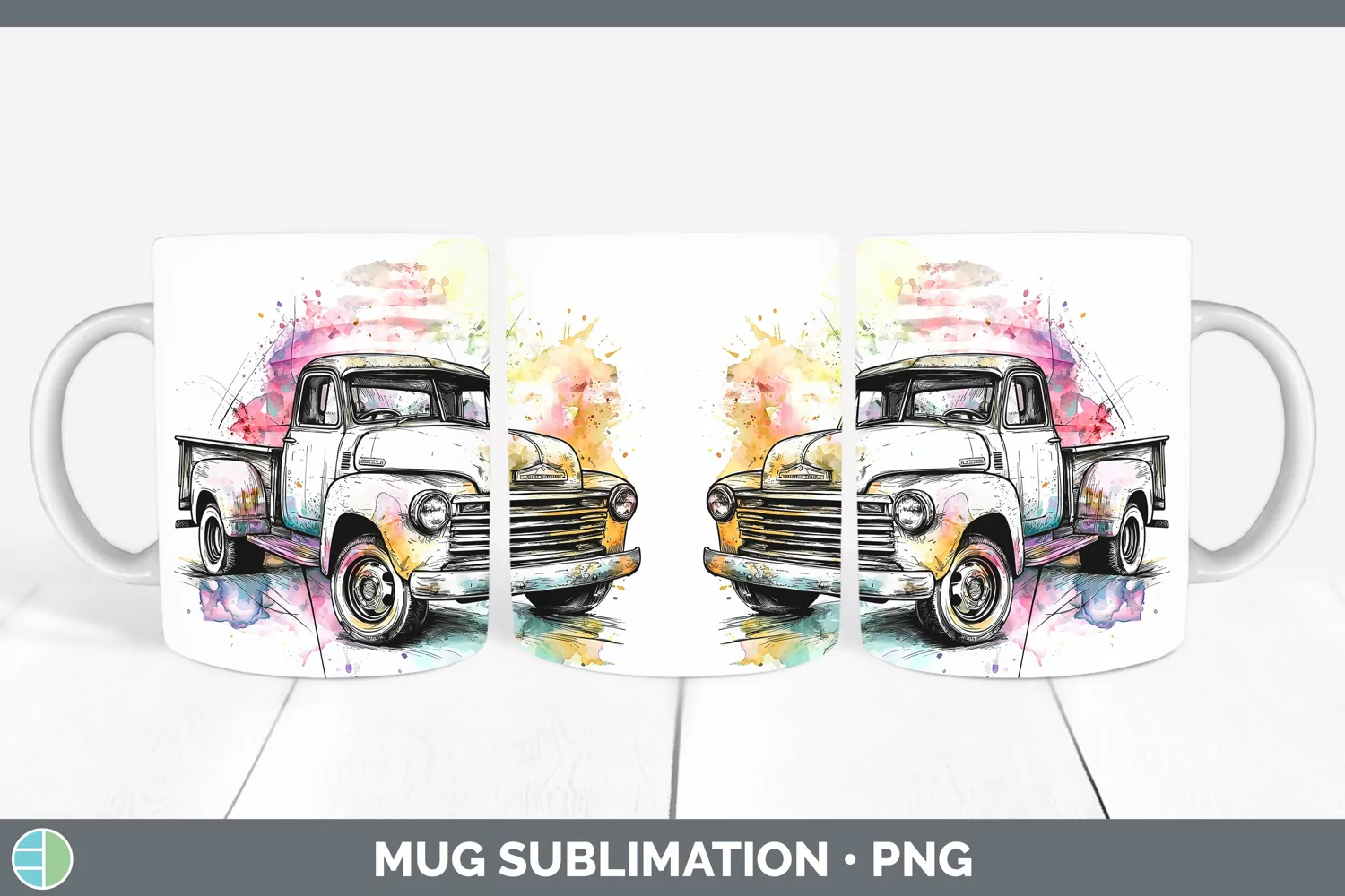 GorgeousWatercolor Mug Wrap design.
