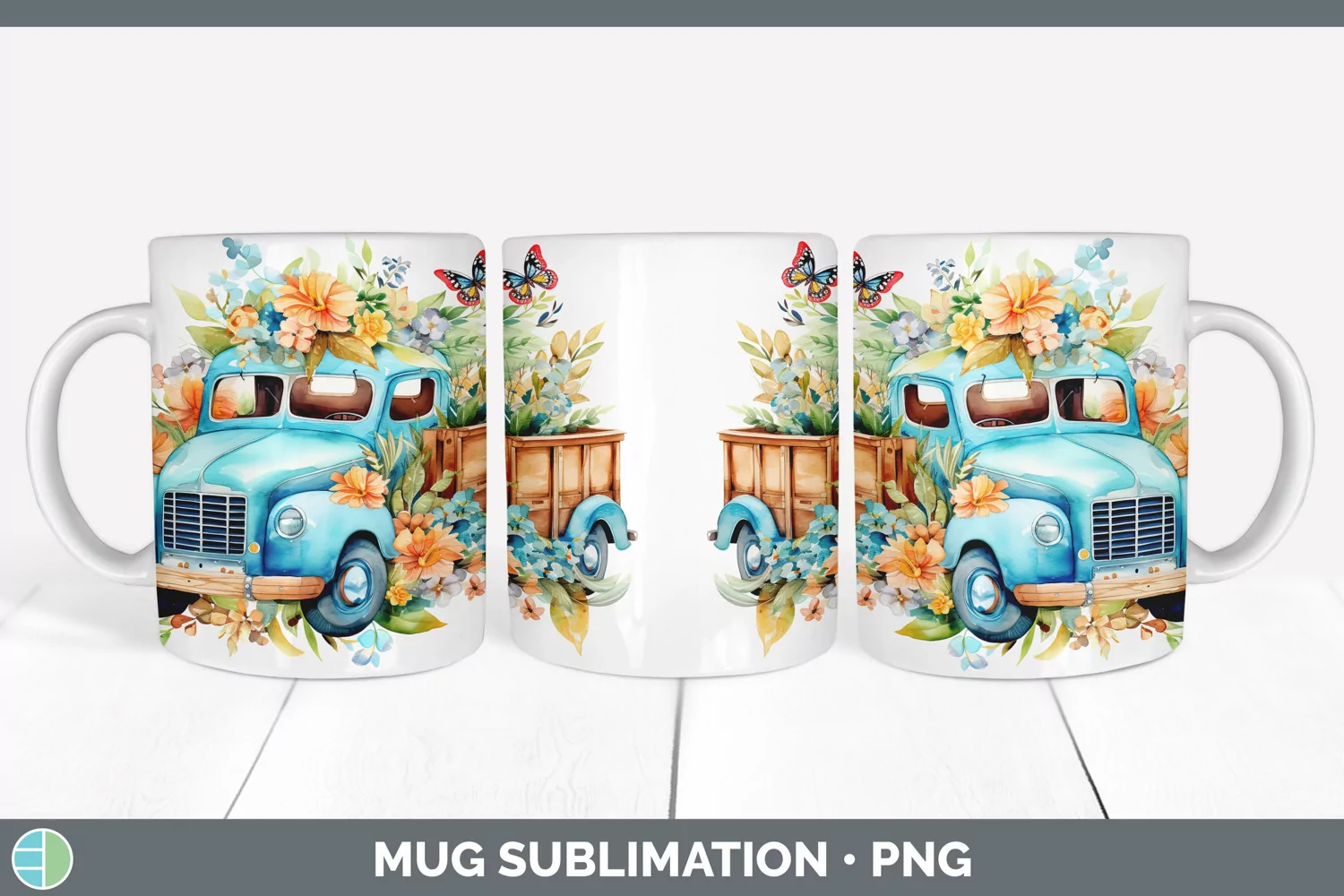 GorgeousWatercolor Mug Wrap design.