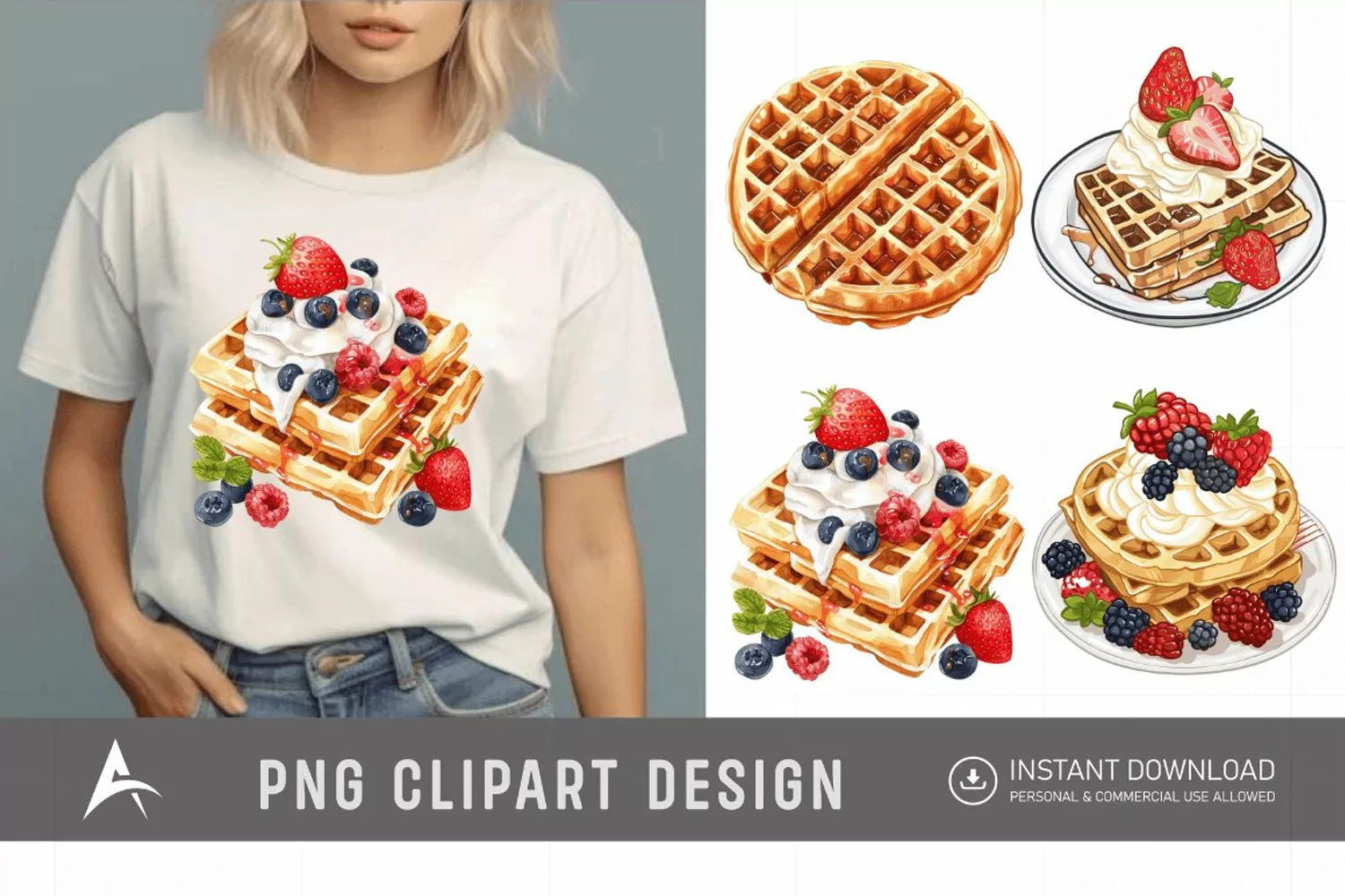 Watercolor Waffle Clipart product image 1