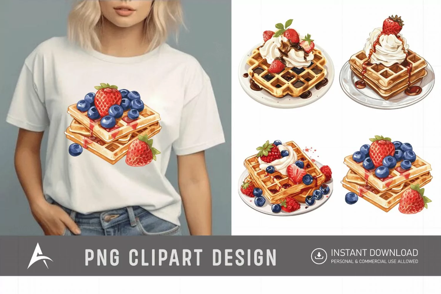 Watercolor Waffle Clipart product image 1