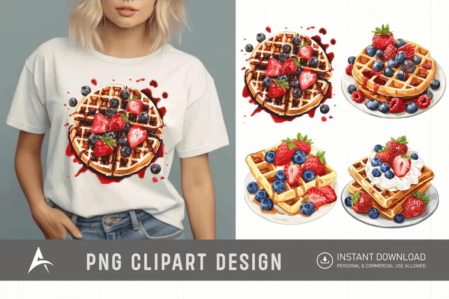 Watercolor Waffle Clipart product image 1