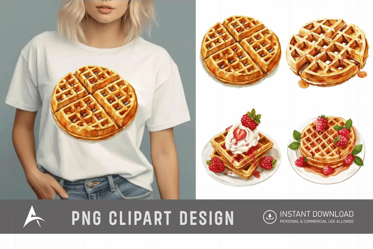Watercolor Waffle Clipart product image 1