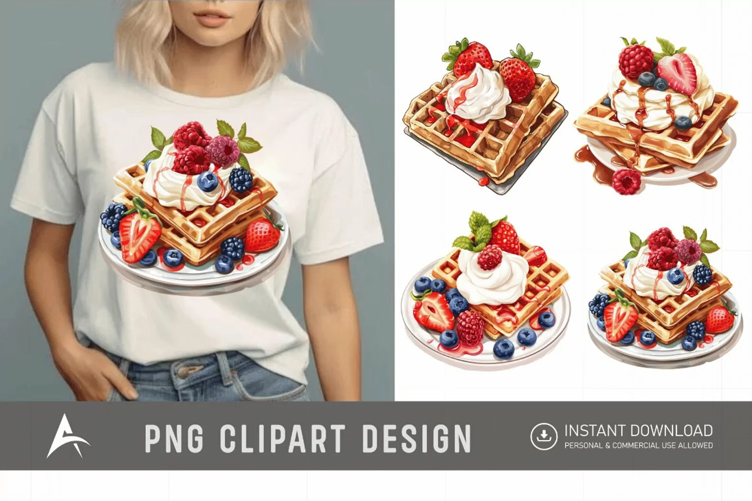 Watercolor Waffle Clipart product image 1