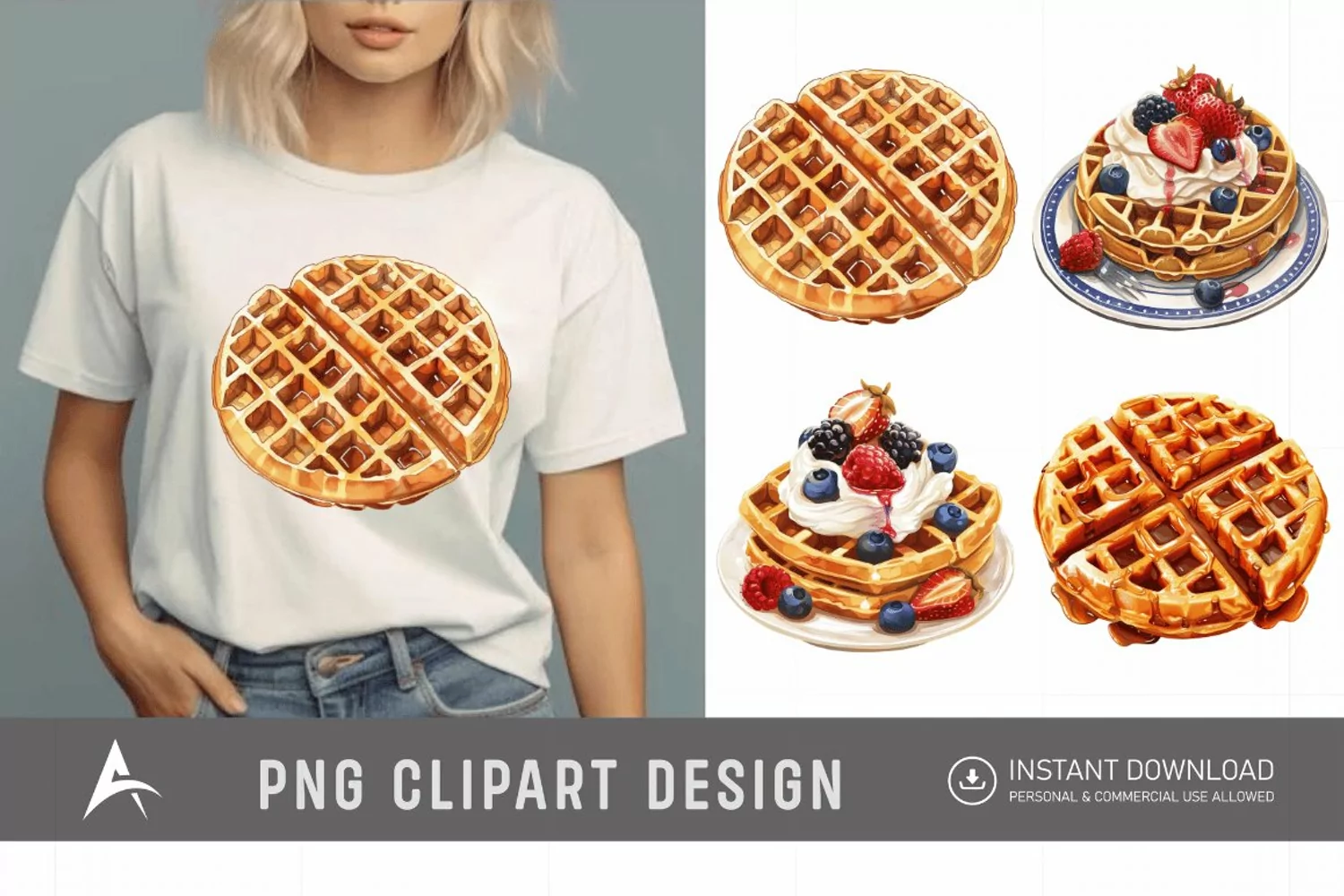 Watercolor Waffle Clipart product image 1