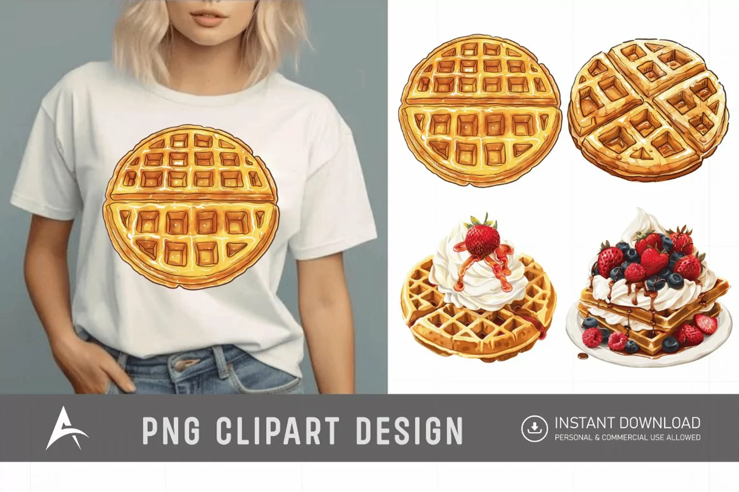 Watercolor Waffle Clipart product image 1