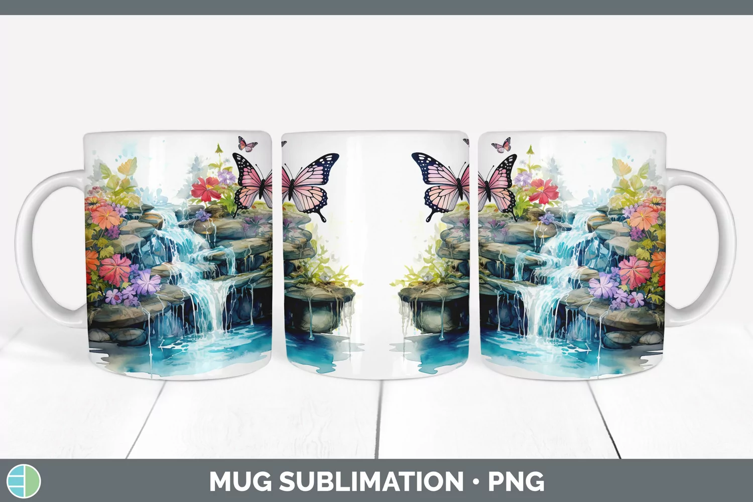 GorgeousWatercolor Mug Wrap design.