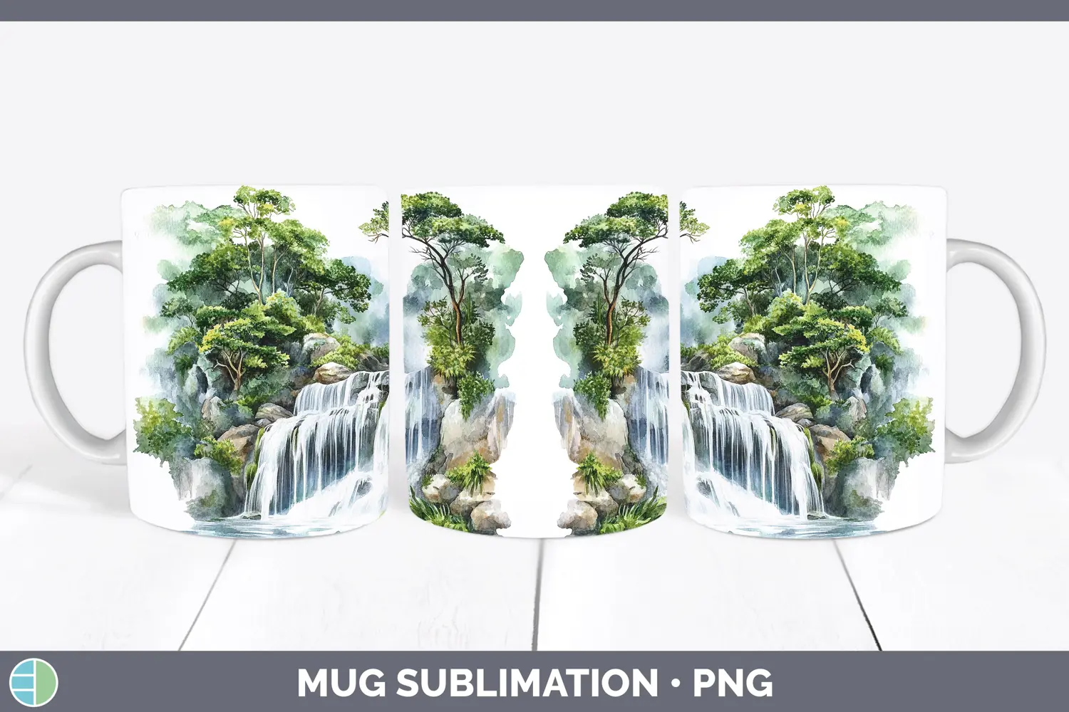 GorgeousWatercolor Mug Wrap design.