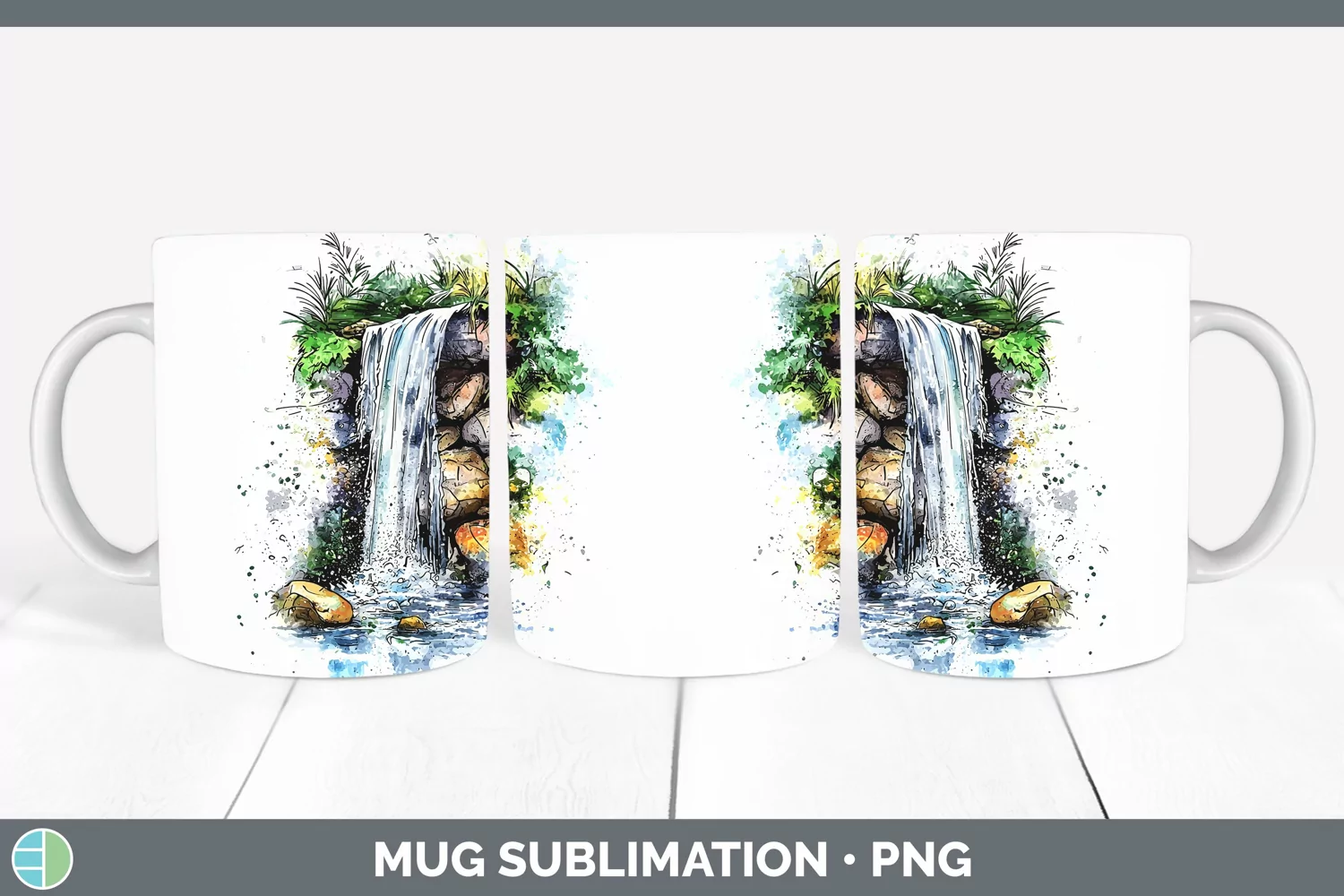 GorgeousWatercolor Mug Wrap design.