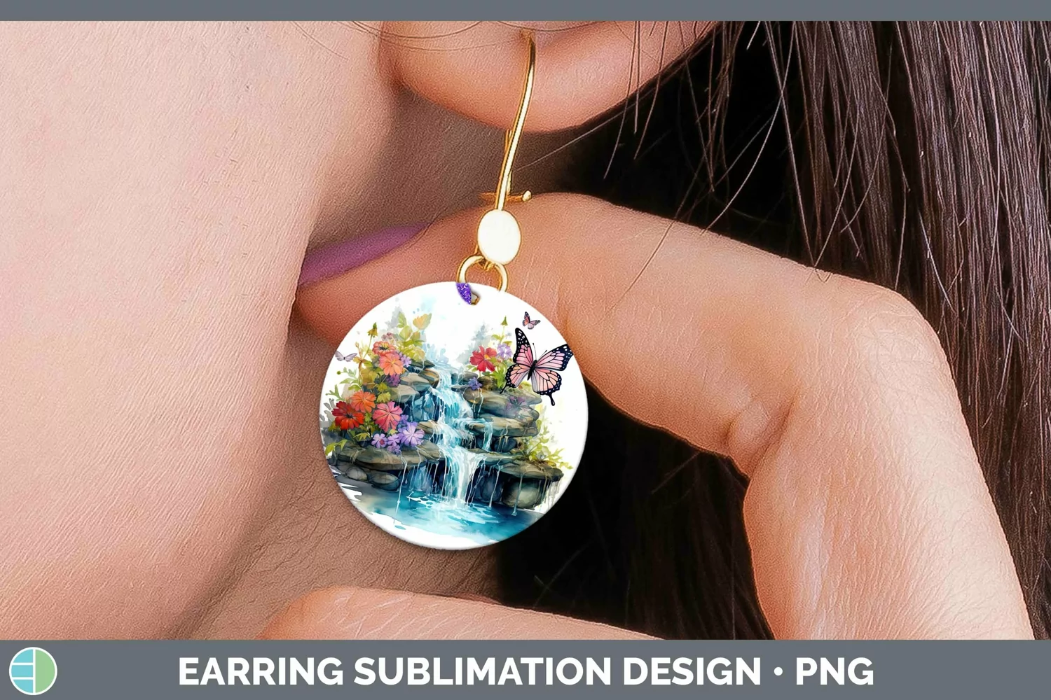 GorgeousWatercolor Round Earrings design.