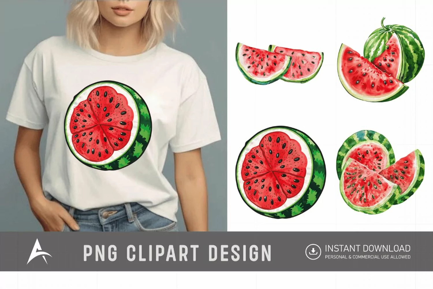 Watercolor Watermelon Clipart product image 1