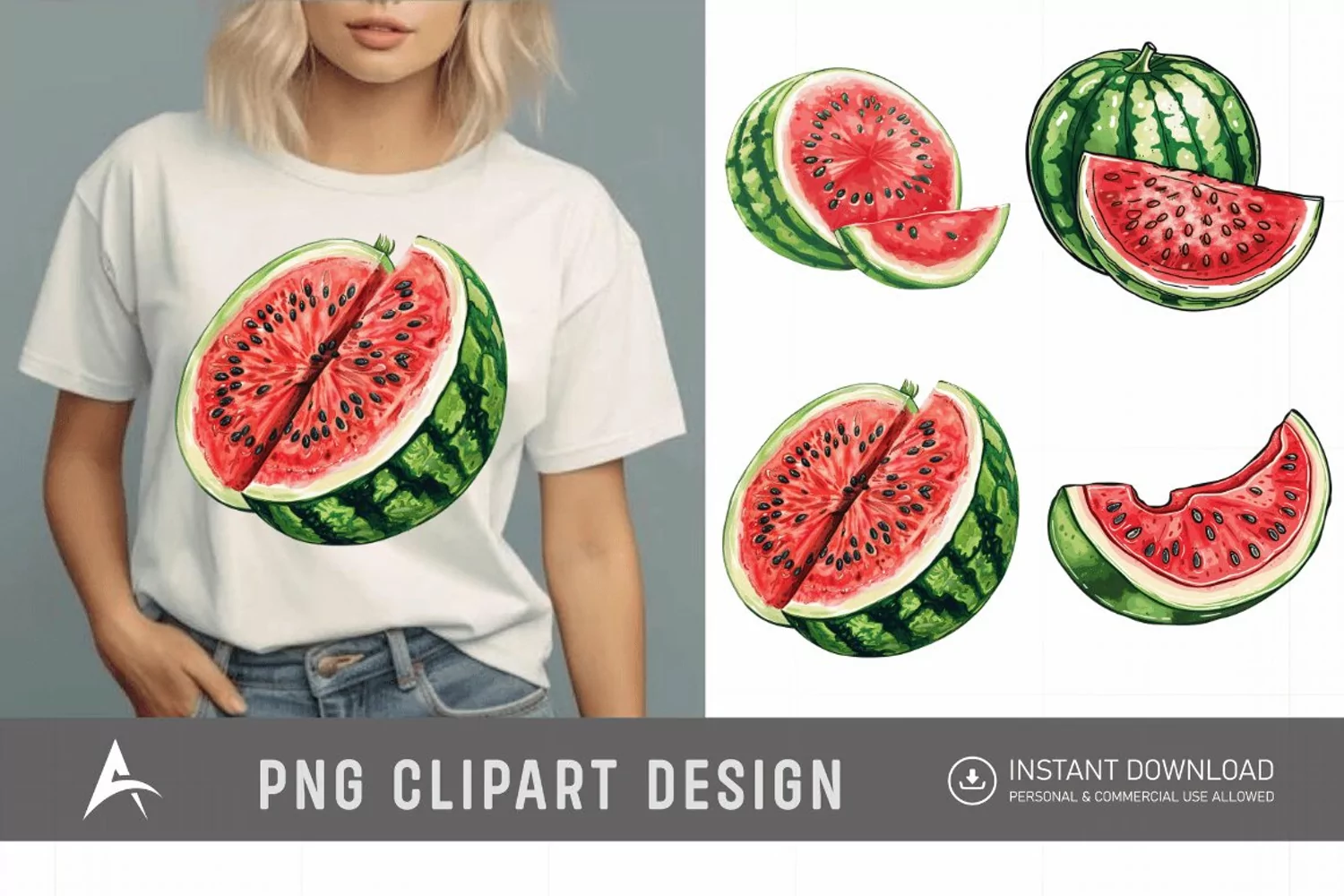 Watercolor Watermelon Clipart product image 1