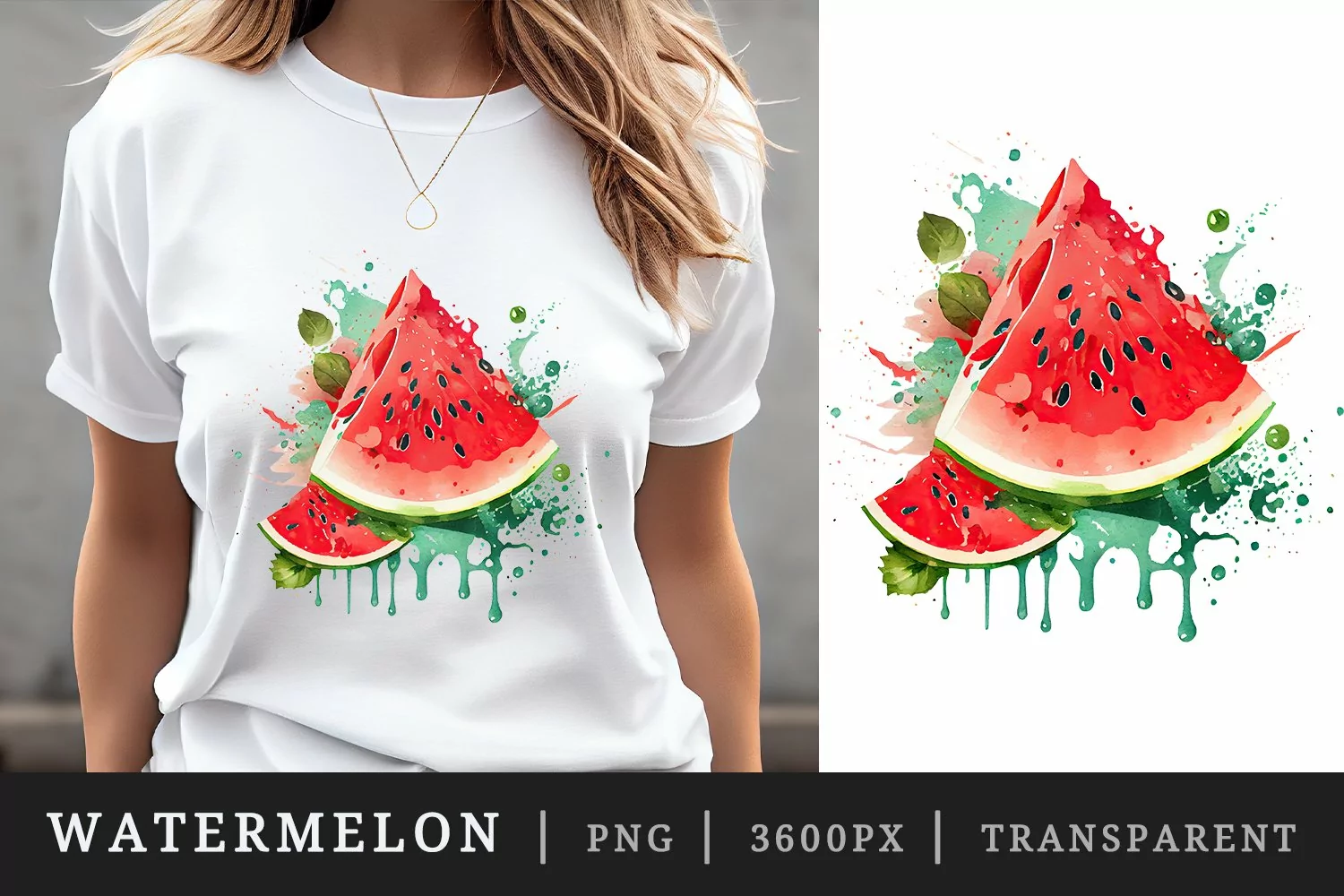 Watercolor watermelon t-shirt sublimation printable design product image 1