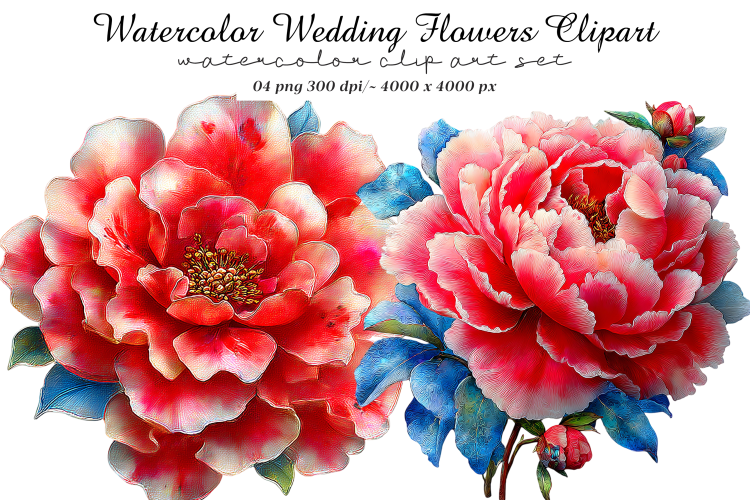 Watercolor Wedding Flowers Clipart product image 1