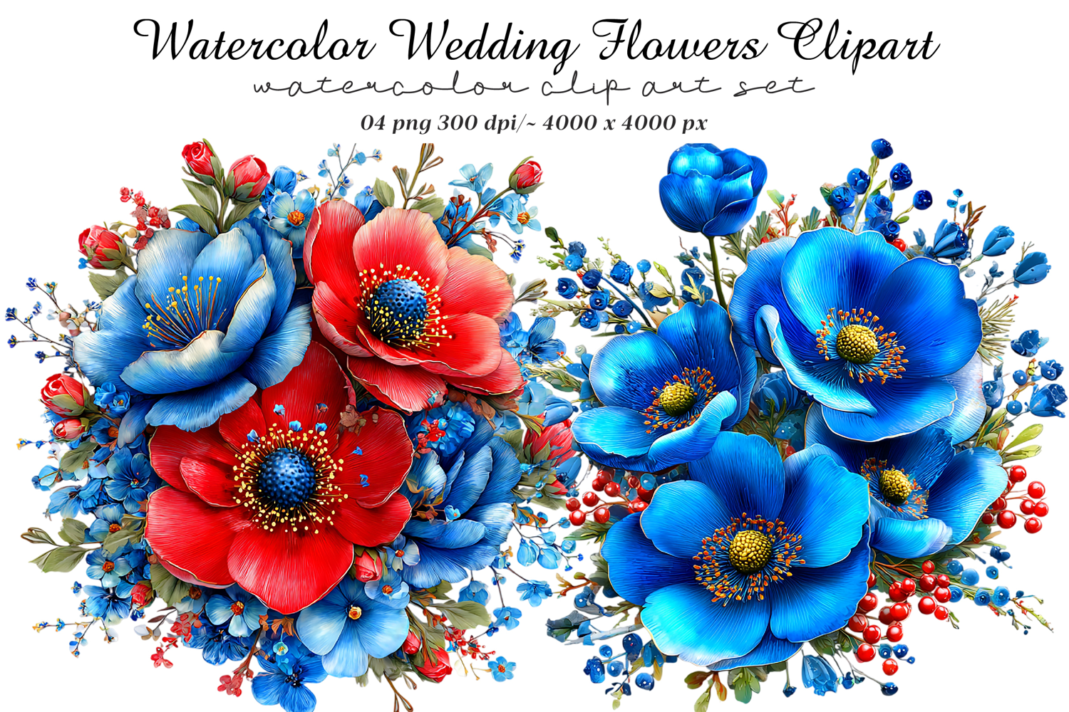 Watercolor Wedding Flowers Clipart product image 1