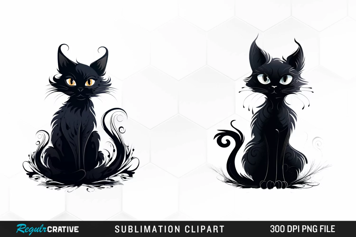Watercolor Whimsical Black Cat Clipart product image 1