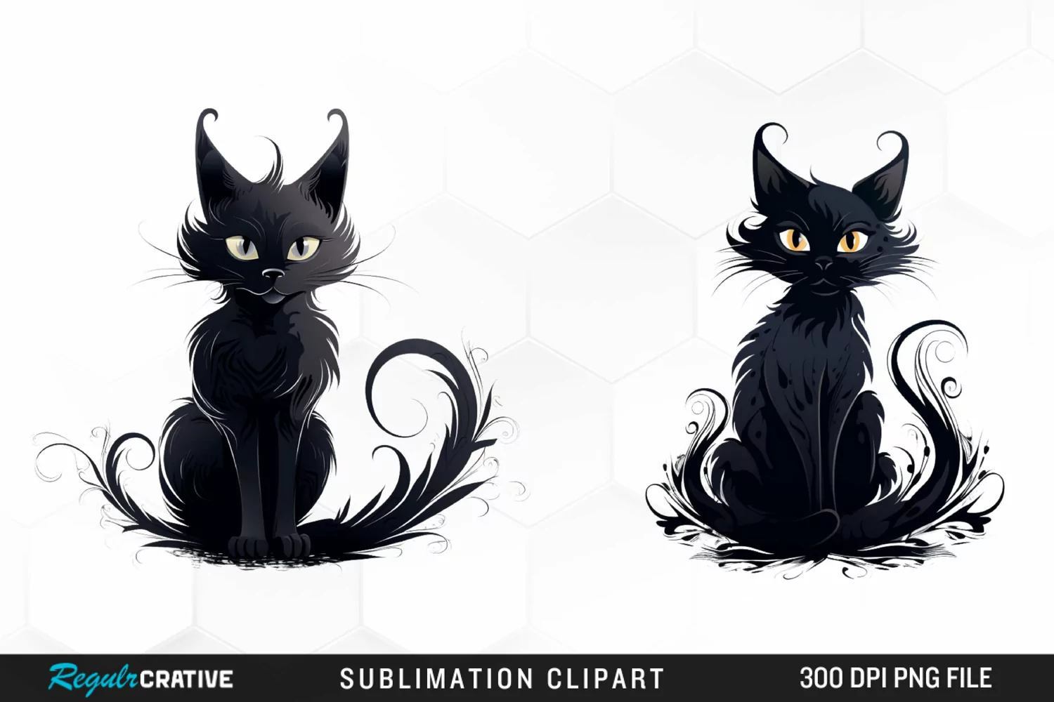 Watercolor Whimsical Black Cat Clipart product image 1