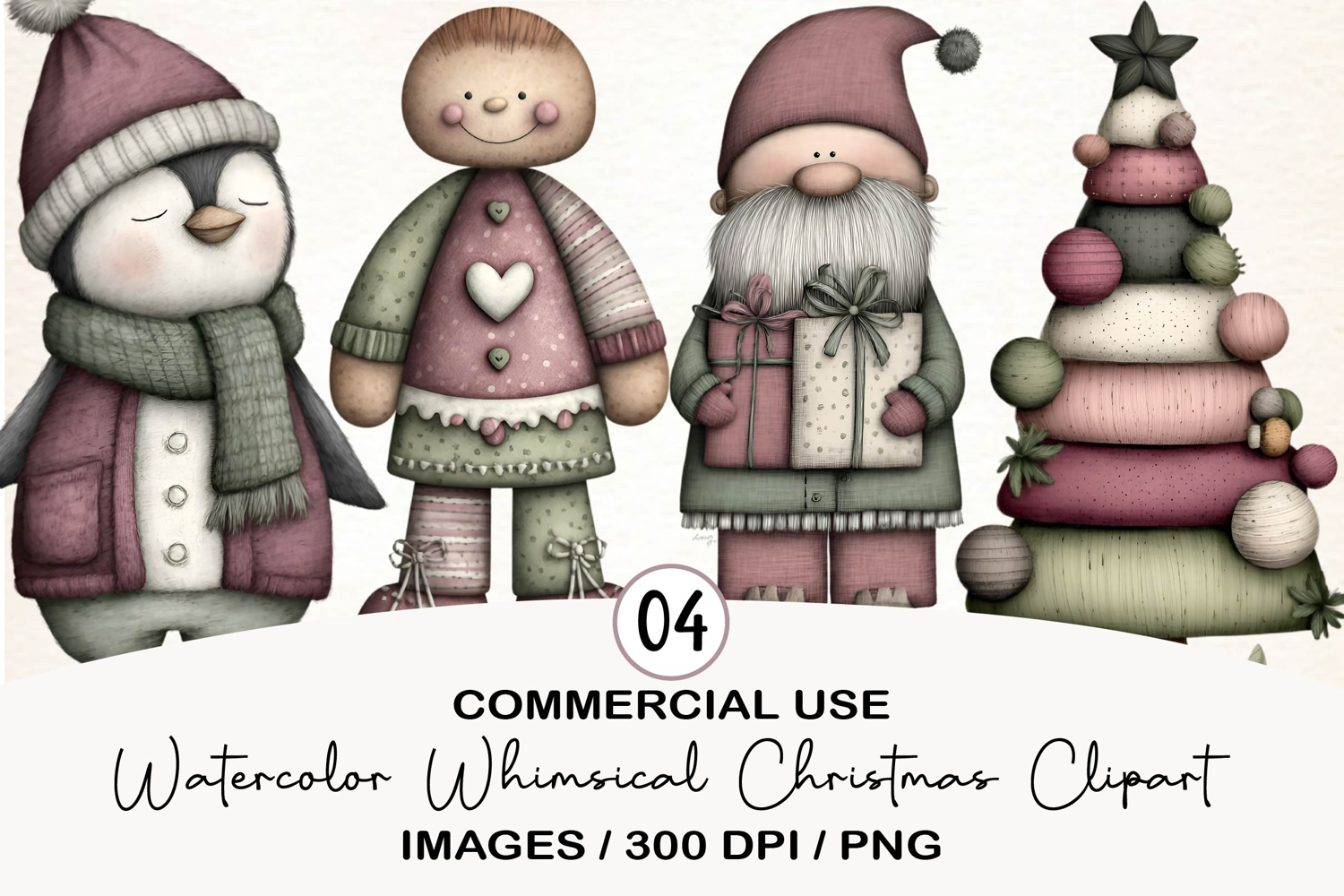 Watercolor Whimsical Christmas Clipart product image 1