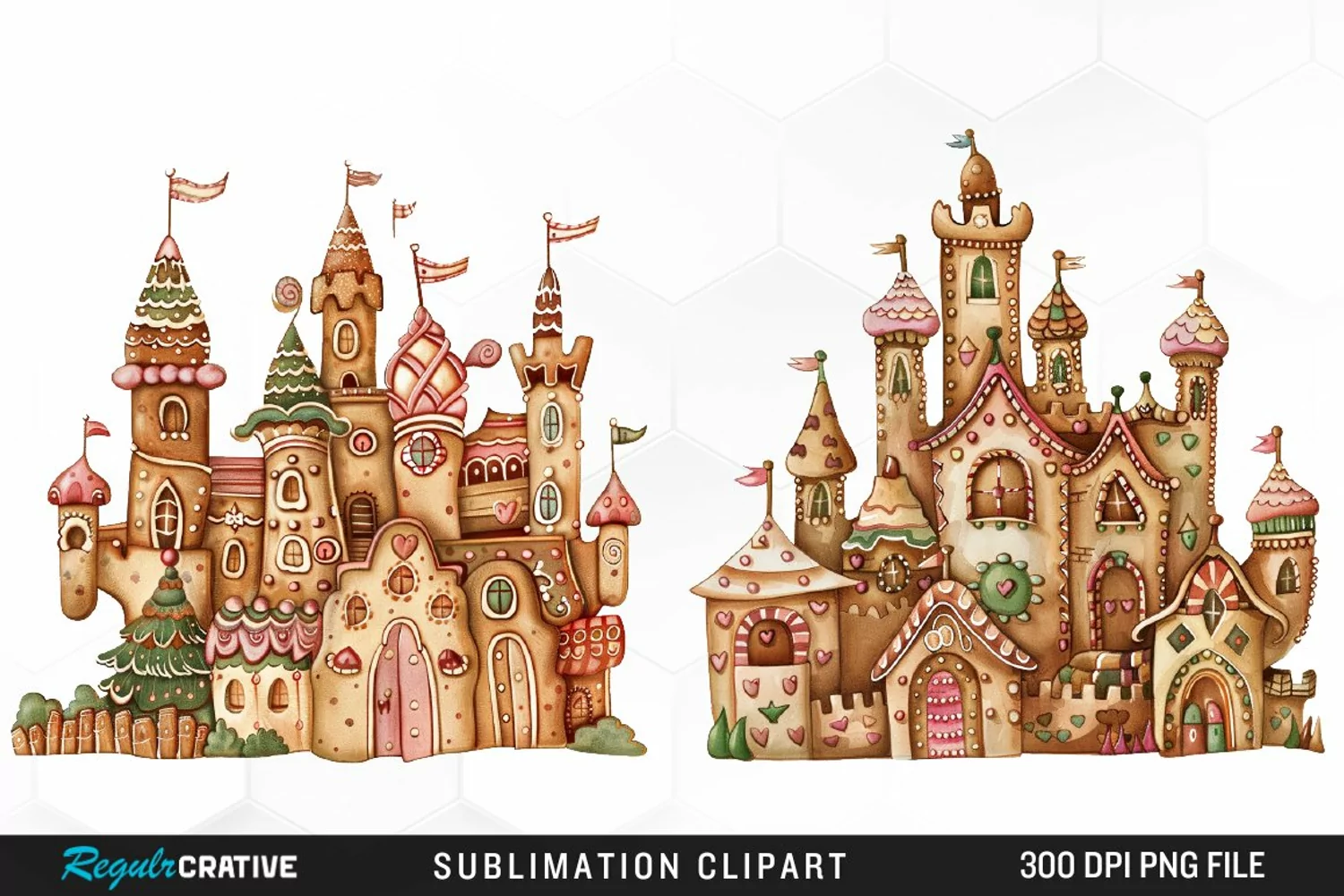 Watercolor Whimsical Gingerbread Kingdom Clipart product image 1