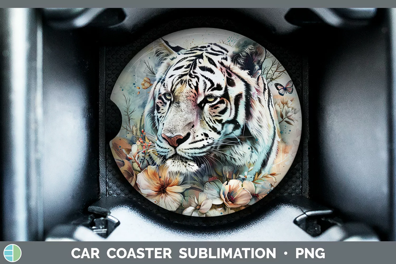 GorgeousWatercolor Car Coaster design.