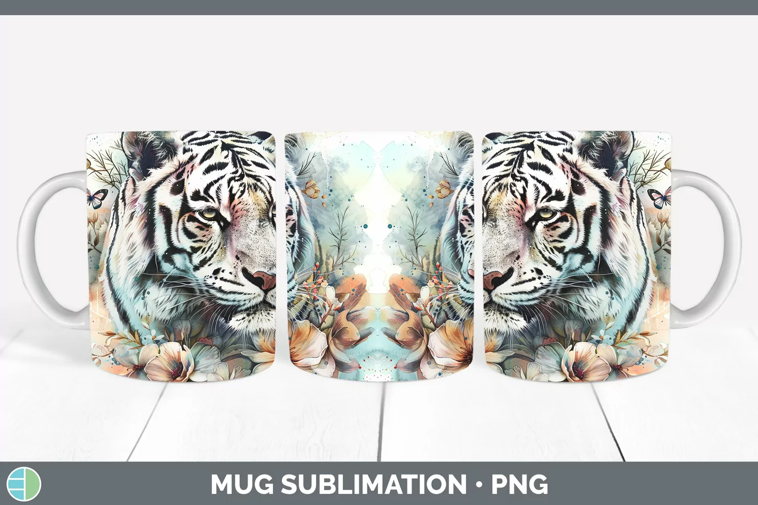 GorgeousWatercolor Mug Wrap design.