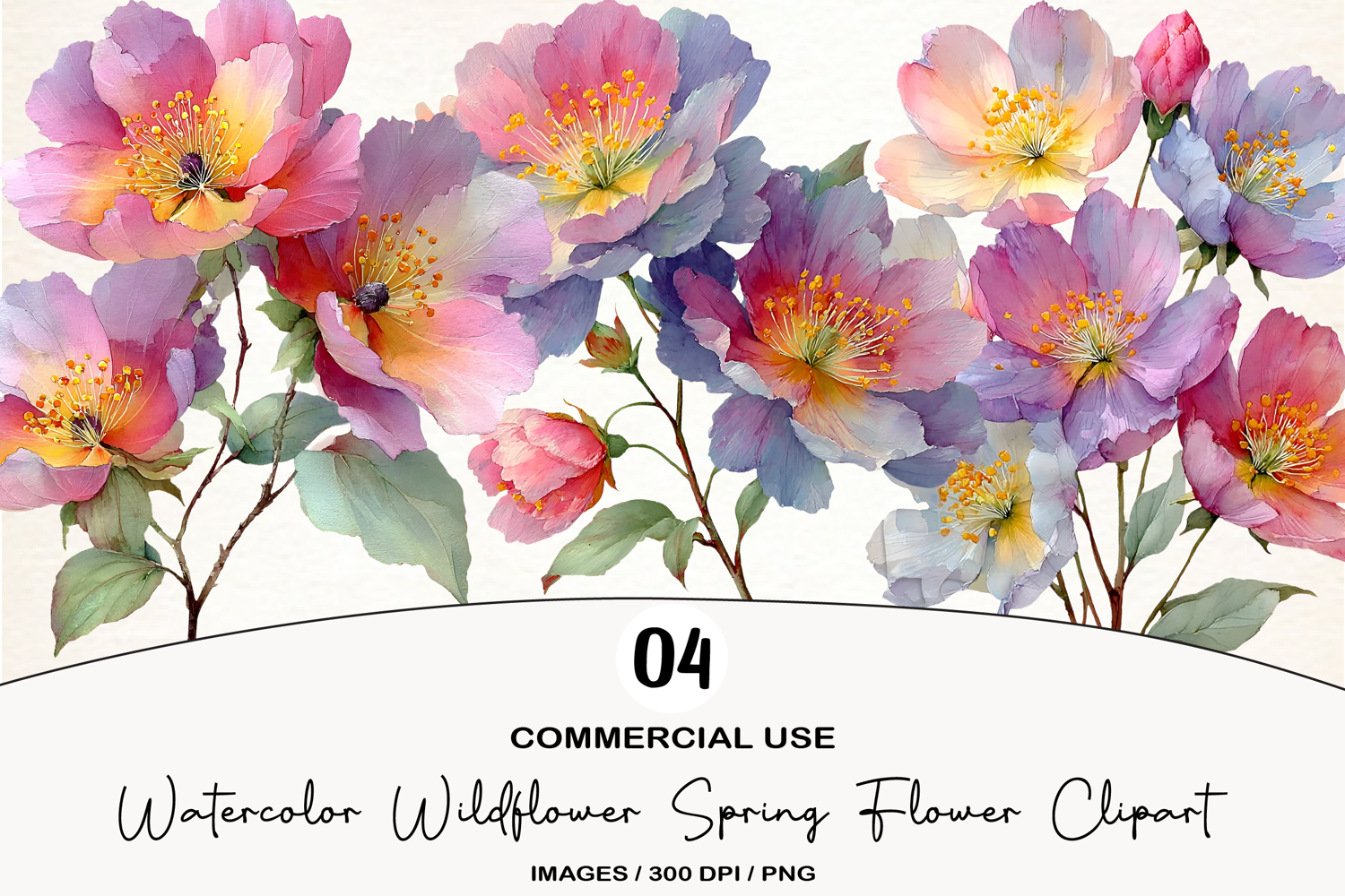 Watercolor Wildflower Spring Flower Clipart product image 1