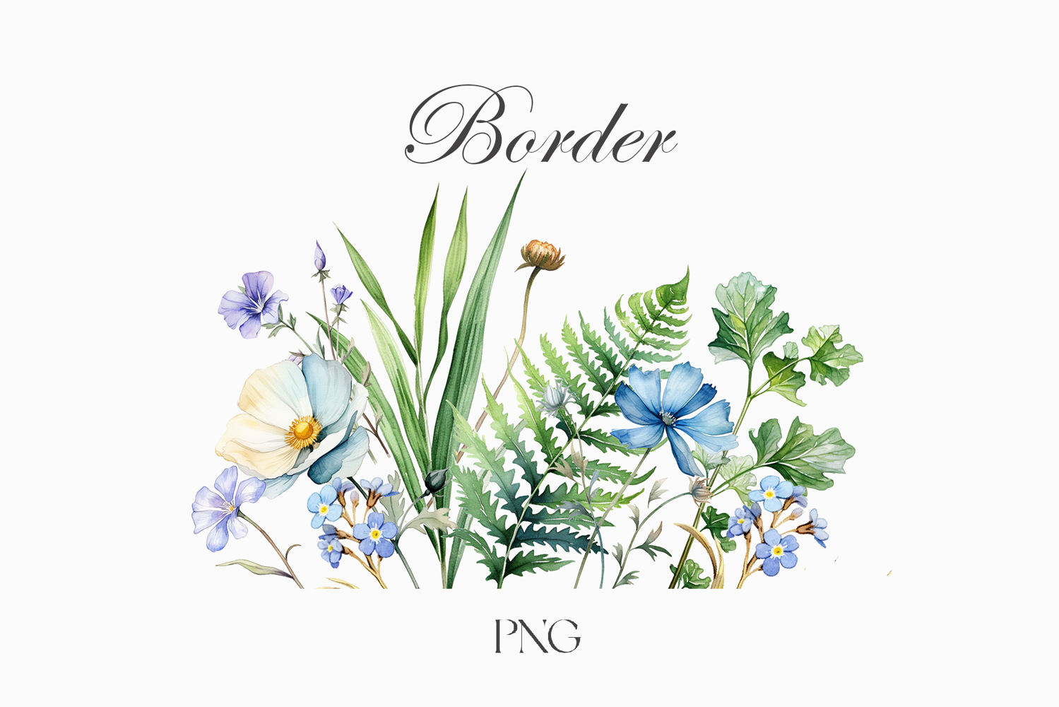 Watercolor Wildflowers border
