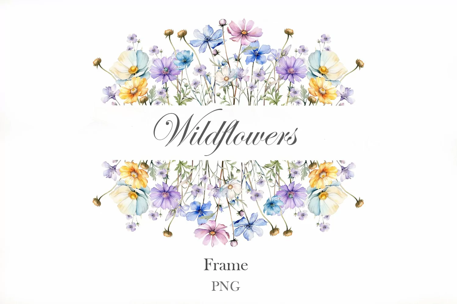 Watercolor Wildflowers Frame