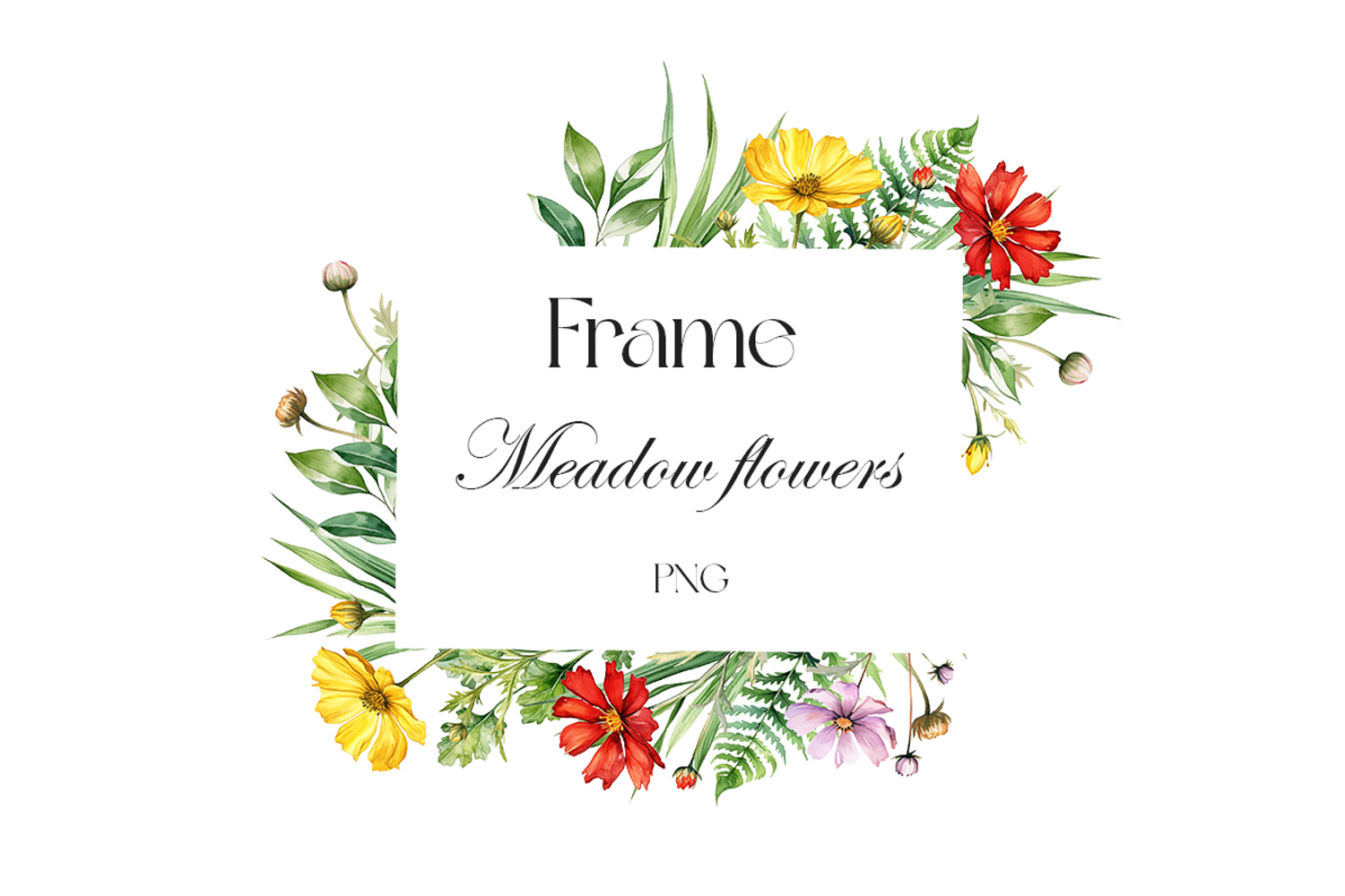 Watercolor Wildflowers Frame