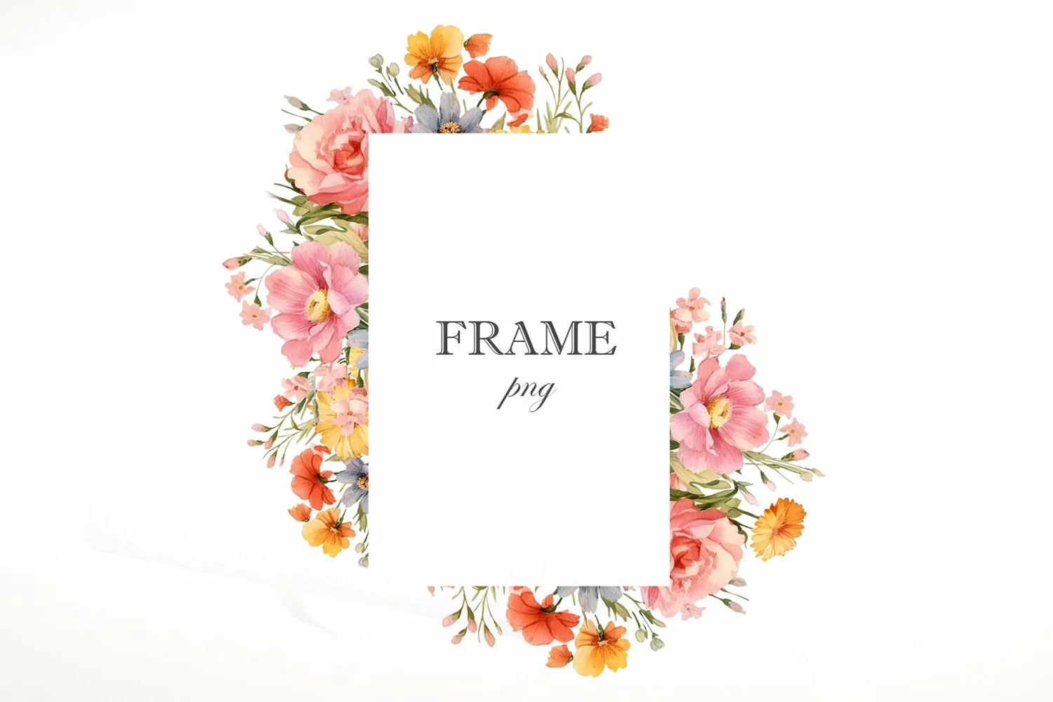Watercolor Wildflowers Frame