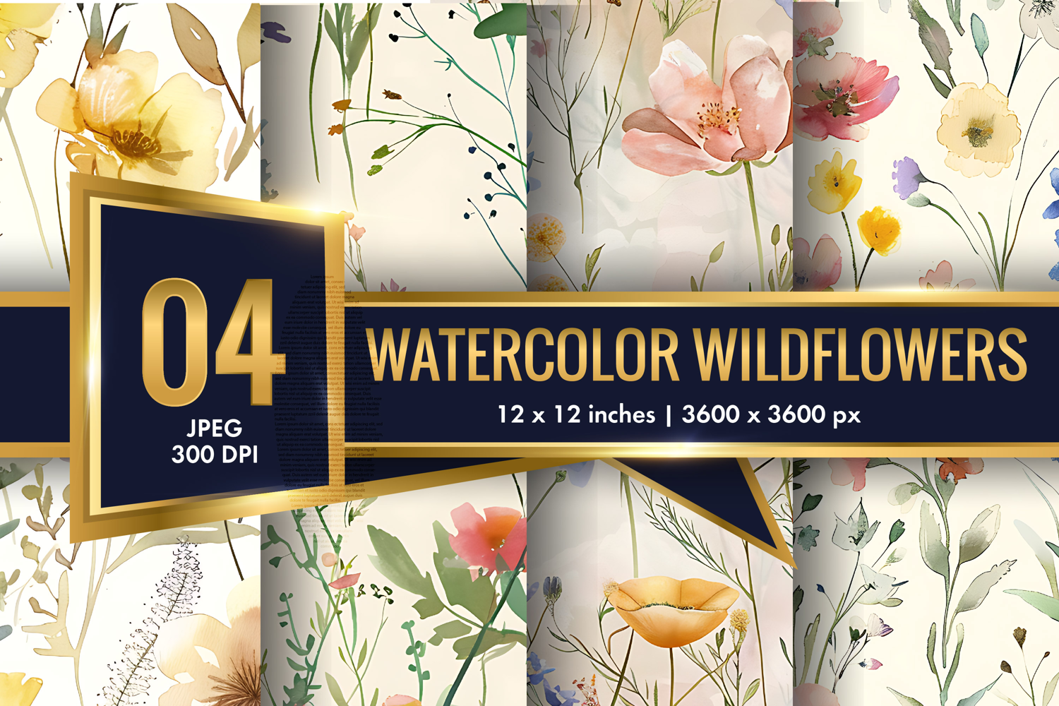 Watercolor Wildflowers in Spring Palette Seamless DP product image 1
