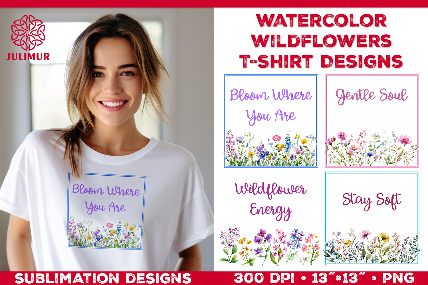 Watercolor Wildflowers T Shirt Sublimation Designs product image 1