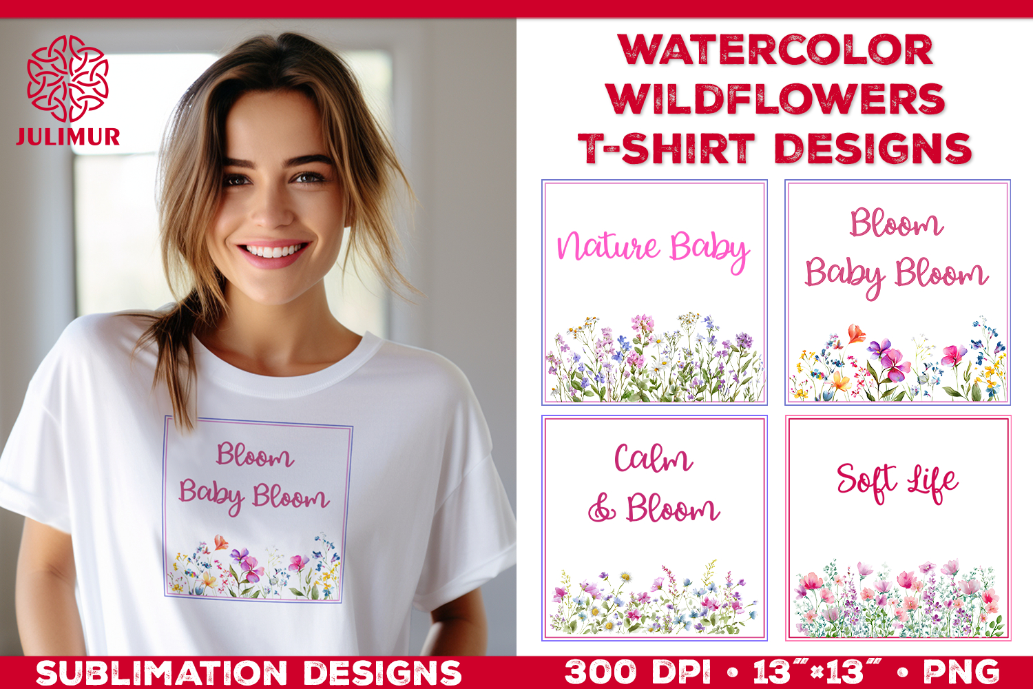 Watercolor Wildflowers T Shirt Sublimation Designs product image 1