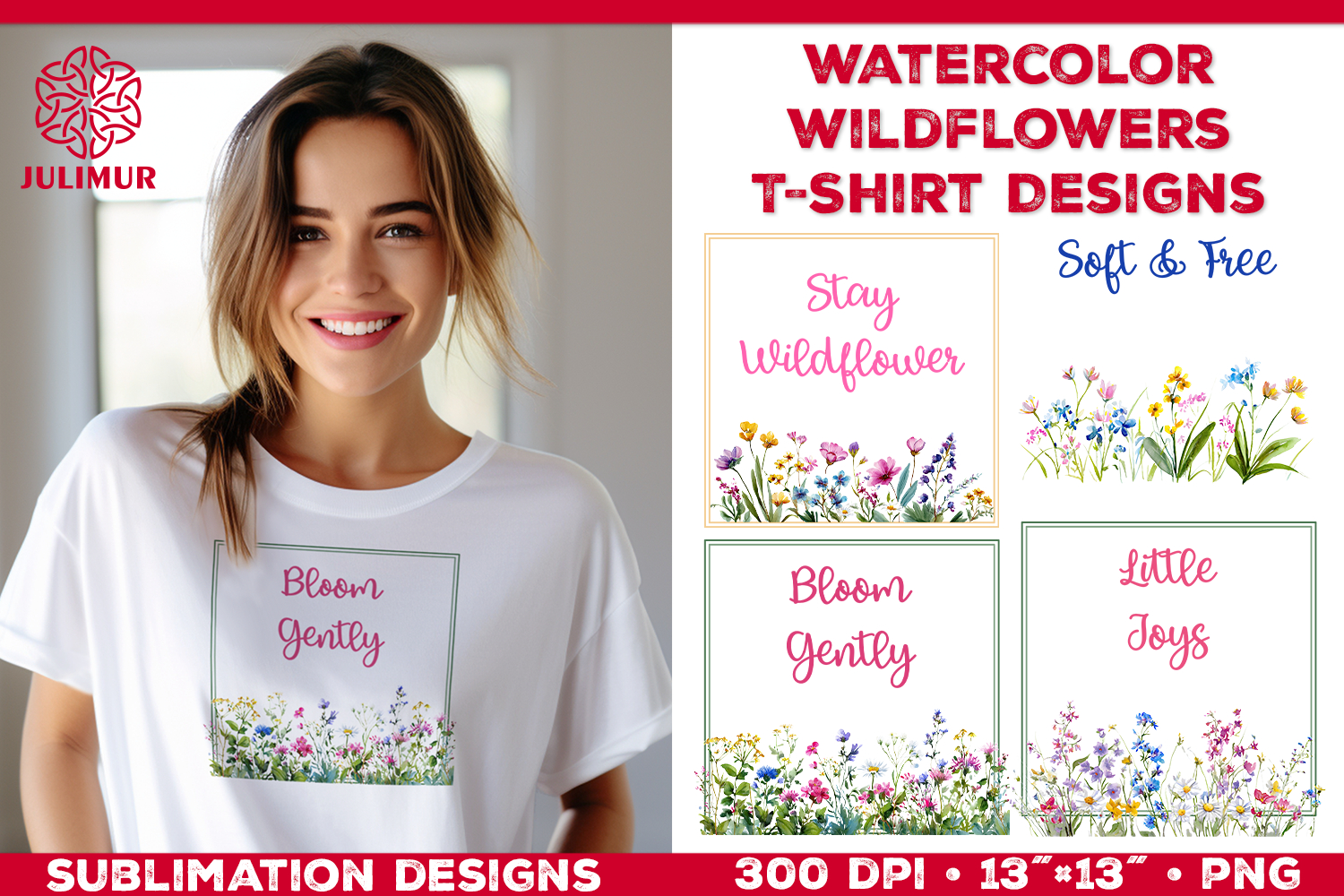 Watercolor Wildflowers T Shirt Sublimation Designs product image 1