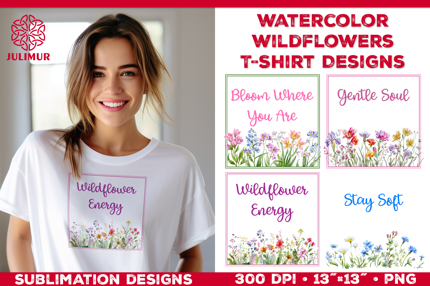 Watercolor Wildflowers T Shirt Sublimation Designs product image 1
