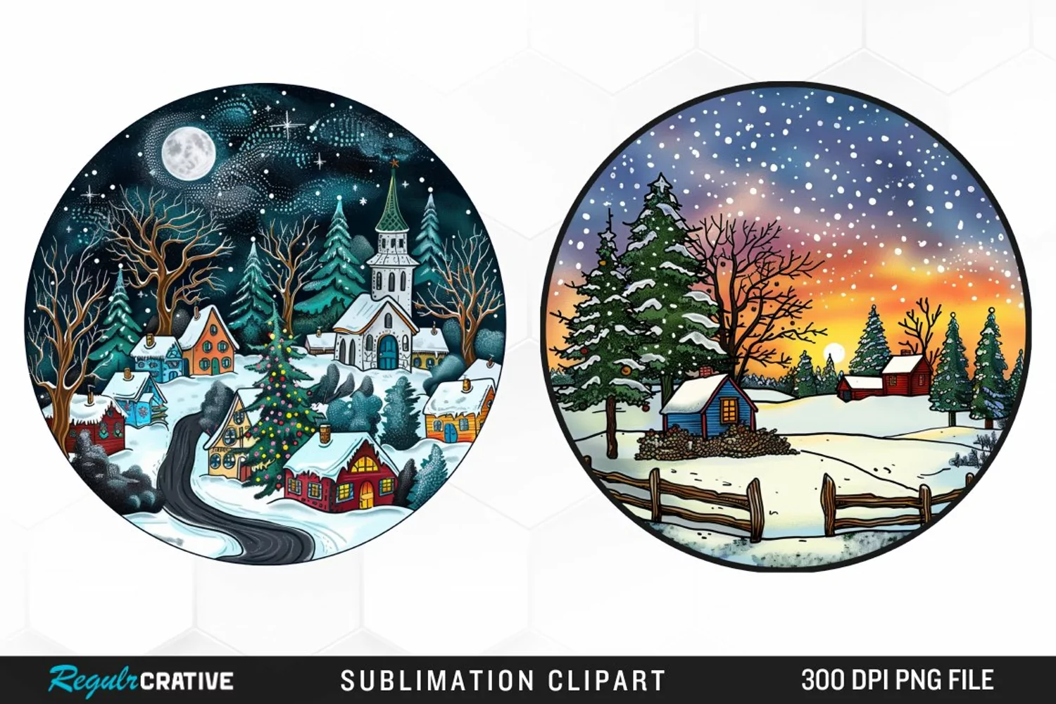 Watercolor Winter Scene Exquisite Clipart product image 1