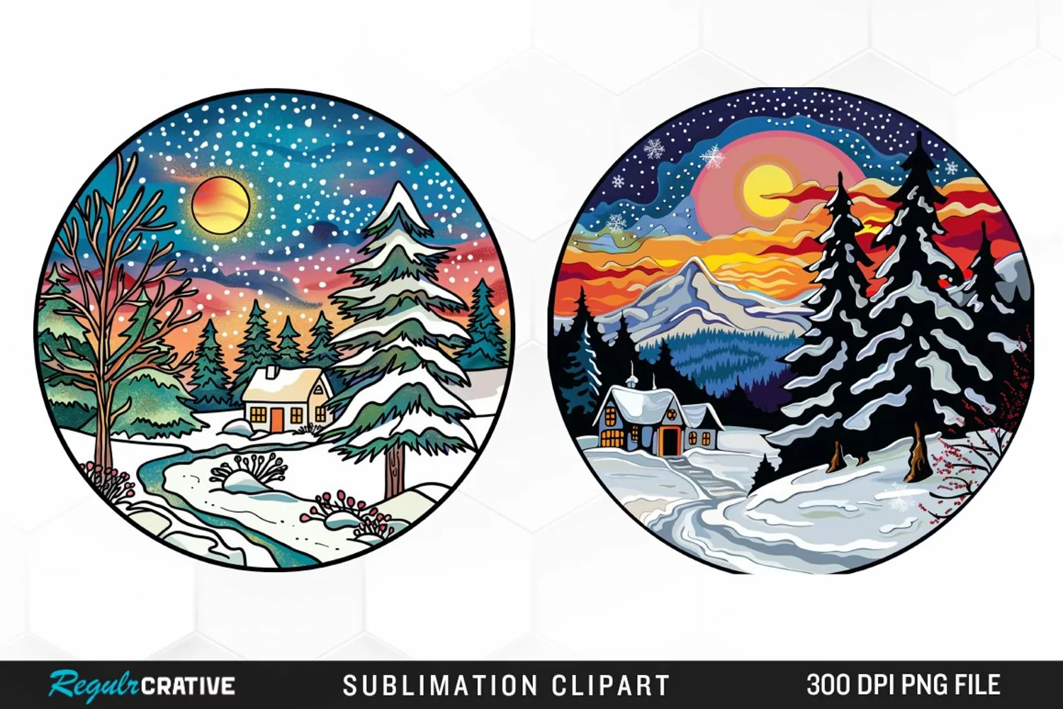 Watercolor Winter Scene Exquisite Clipart product image 1