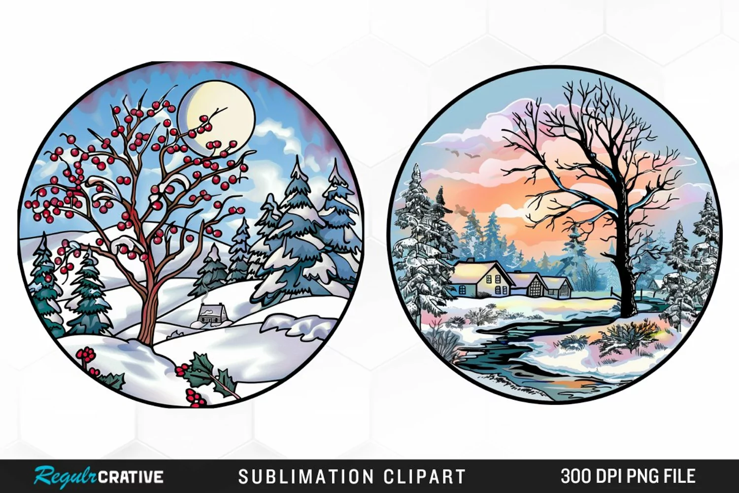 Watercolor Winter Scene Exquisite Clipart product image 1