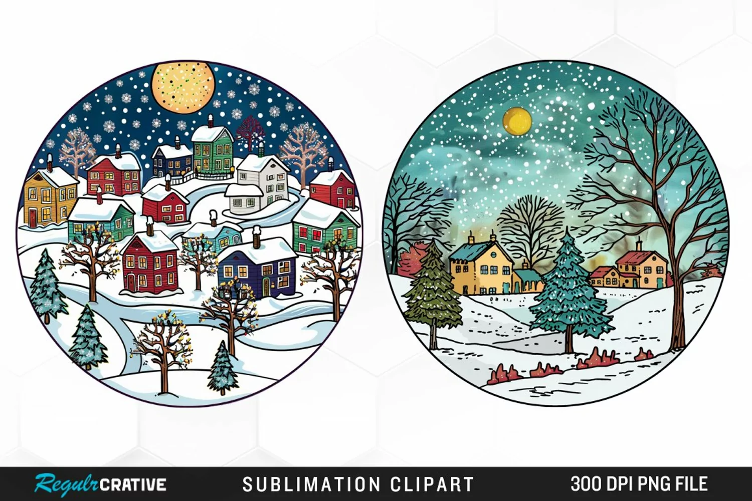 Watercolor Winter Scene Exquisite Clipart product image 1