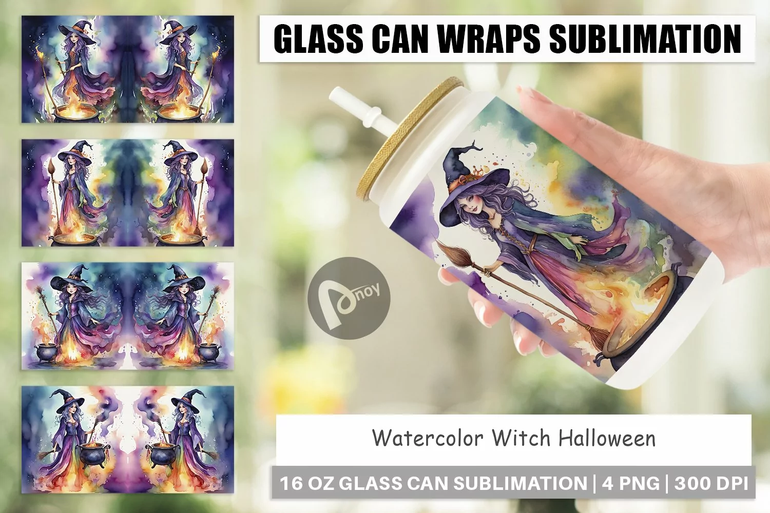 Glass Can Wraps Watercolor Witch product image 1
