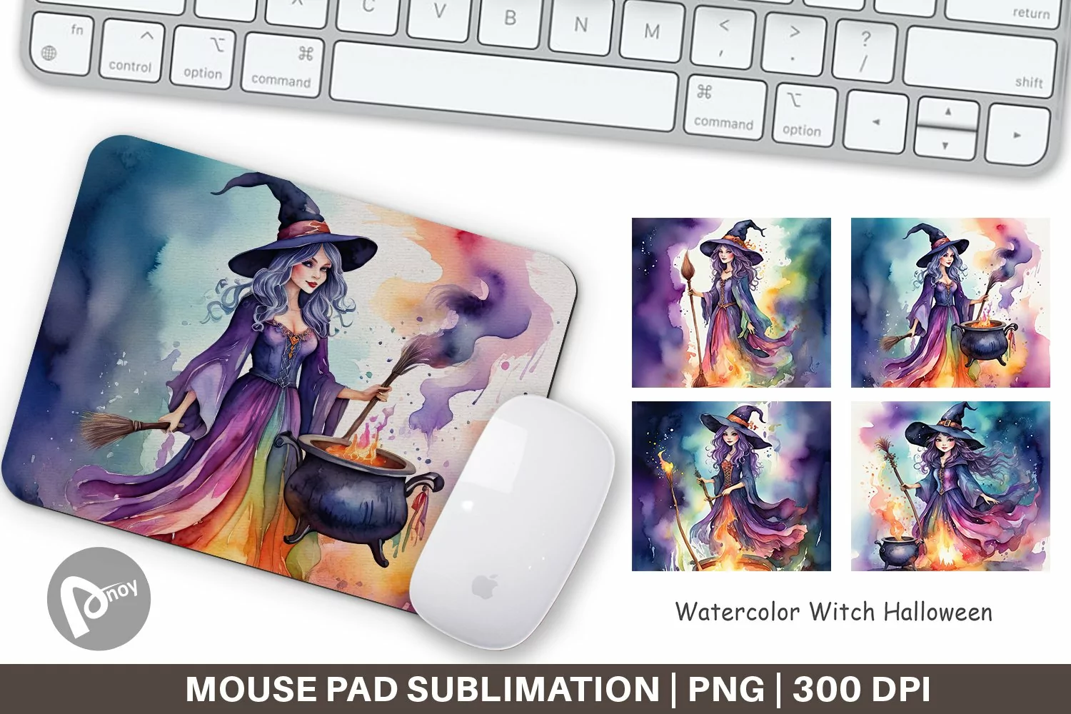 Mouse Pad Watercolor Witch product image 1