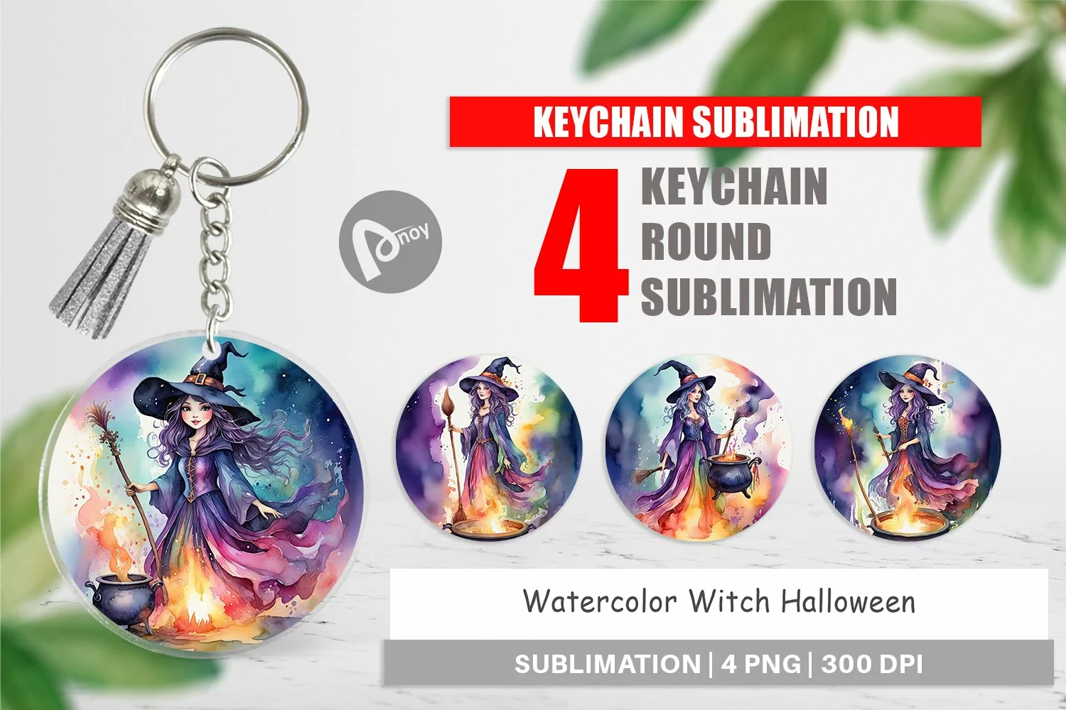 Keychain Watercolor Witch product image 1